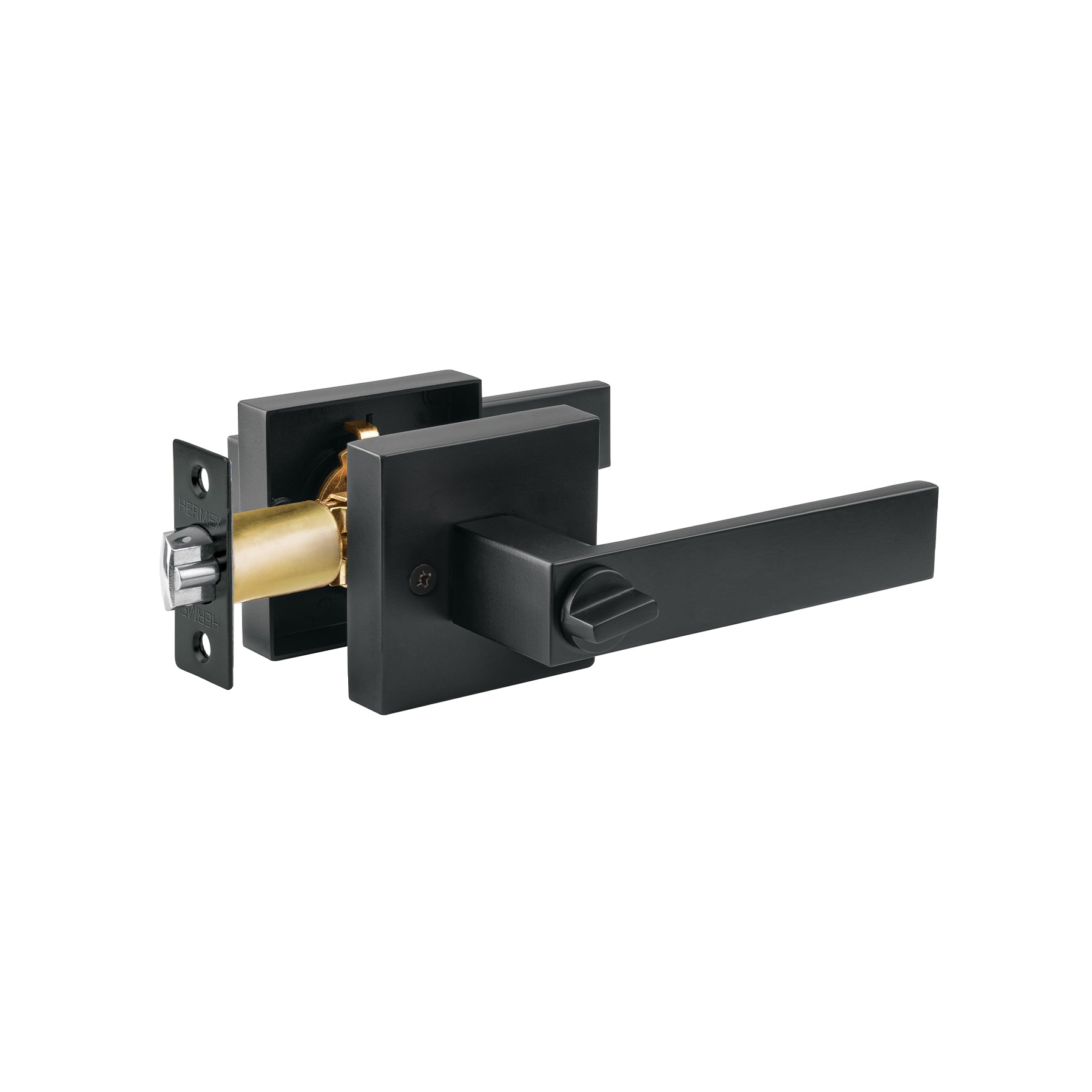 Cerradura manija "Módena" para recámara, negro mate, Hermex