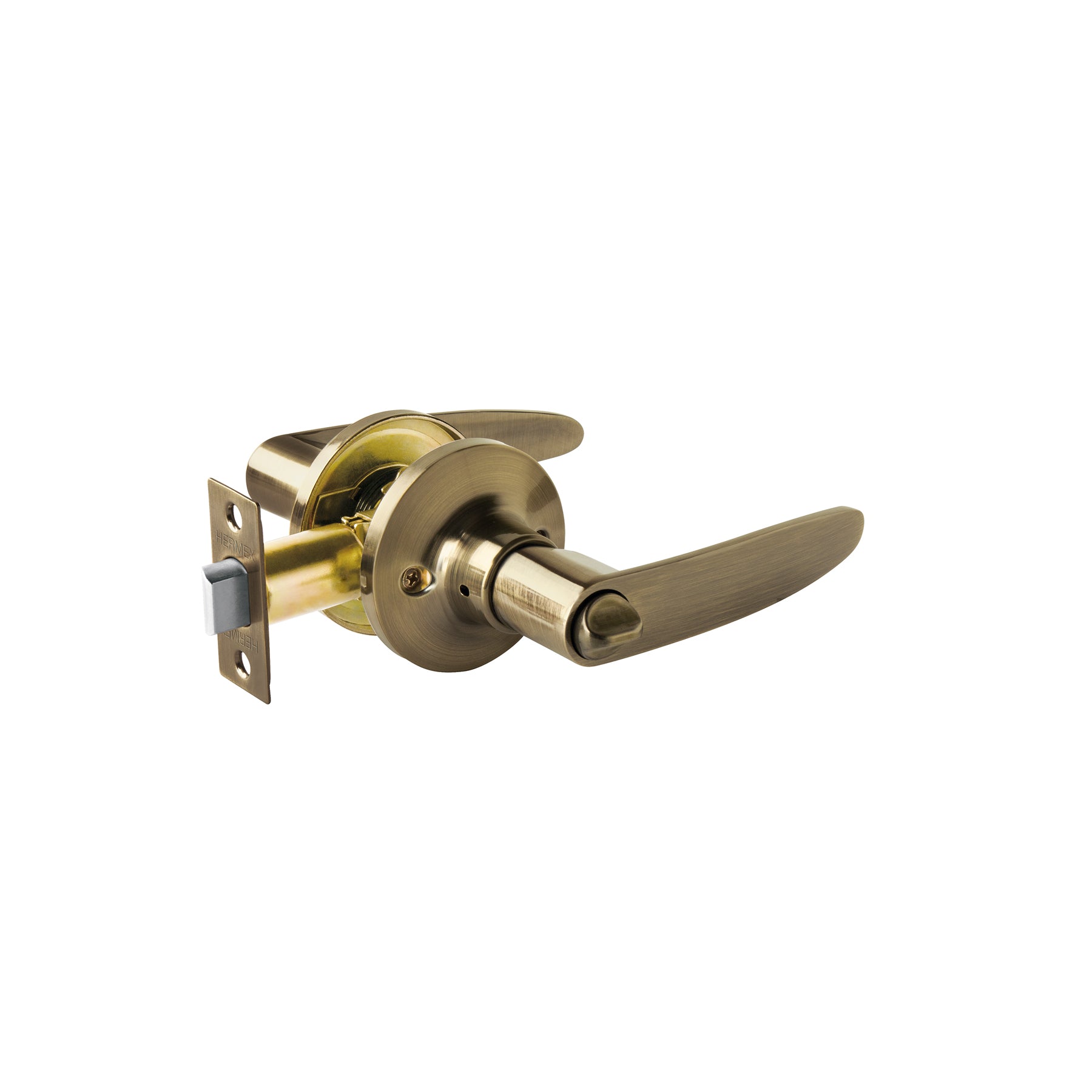 Cerradura manija "Turín" para baño latón antiguo, cildro latón, Hermex, CEMA-2B, 43660