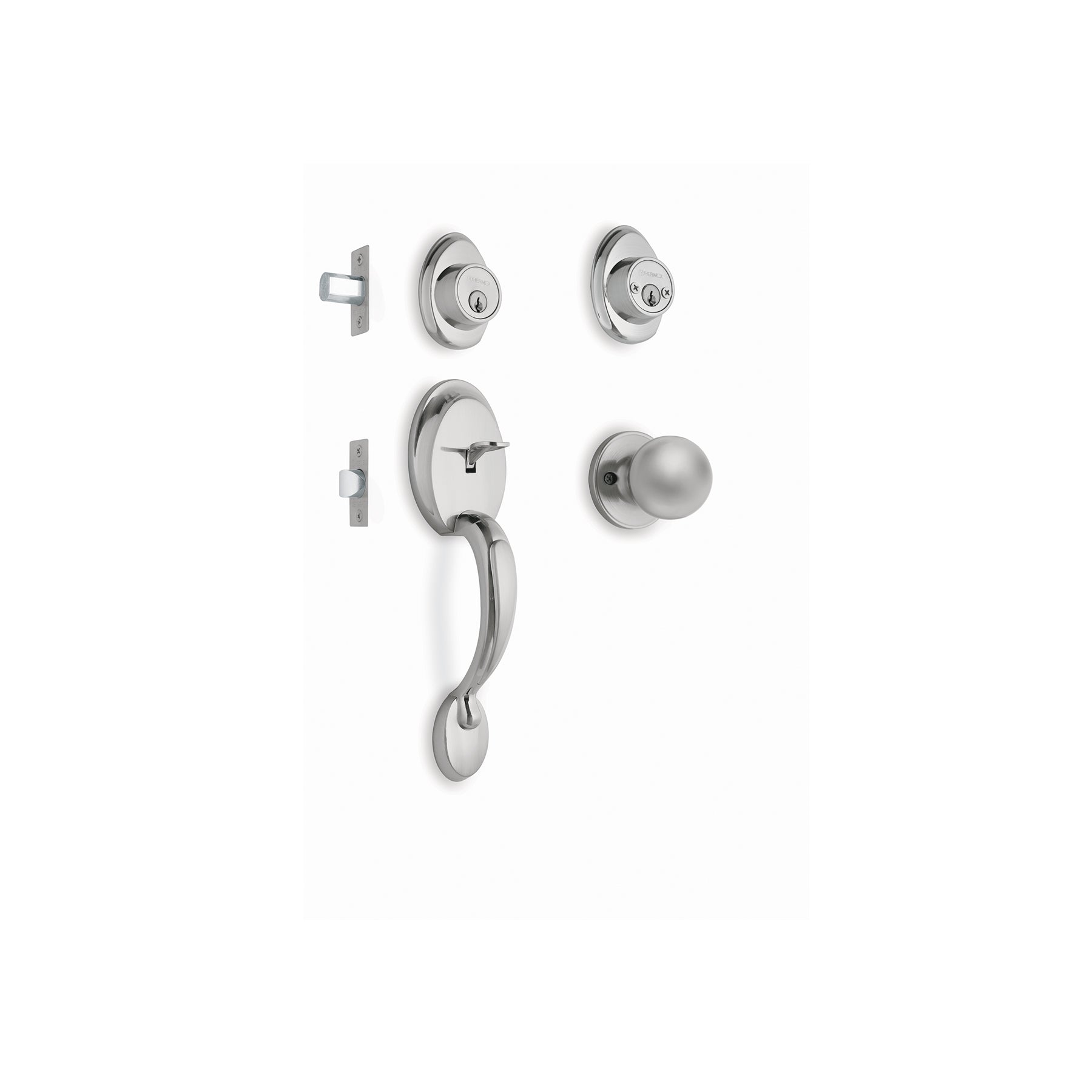 Jaladera y perilla, Berna llave-llave, cromo mate, BASIC, Hermex, CEP-32PJP, 23674