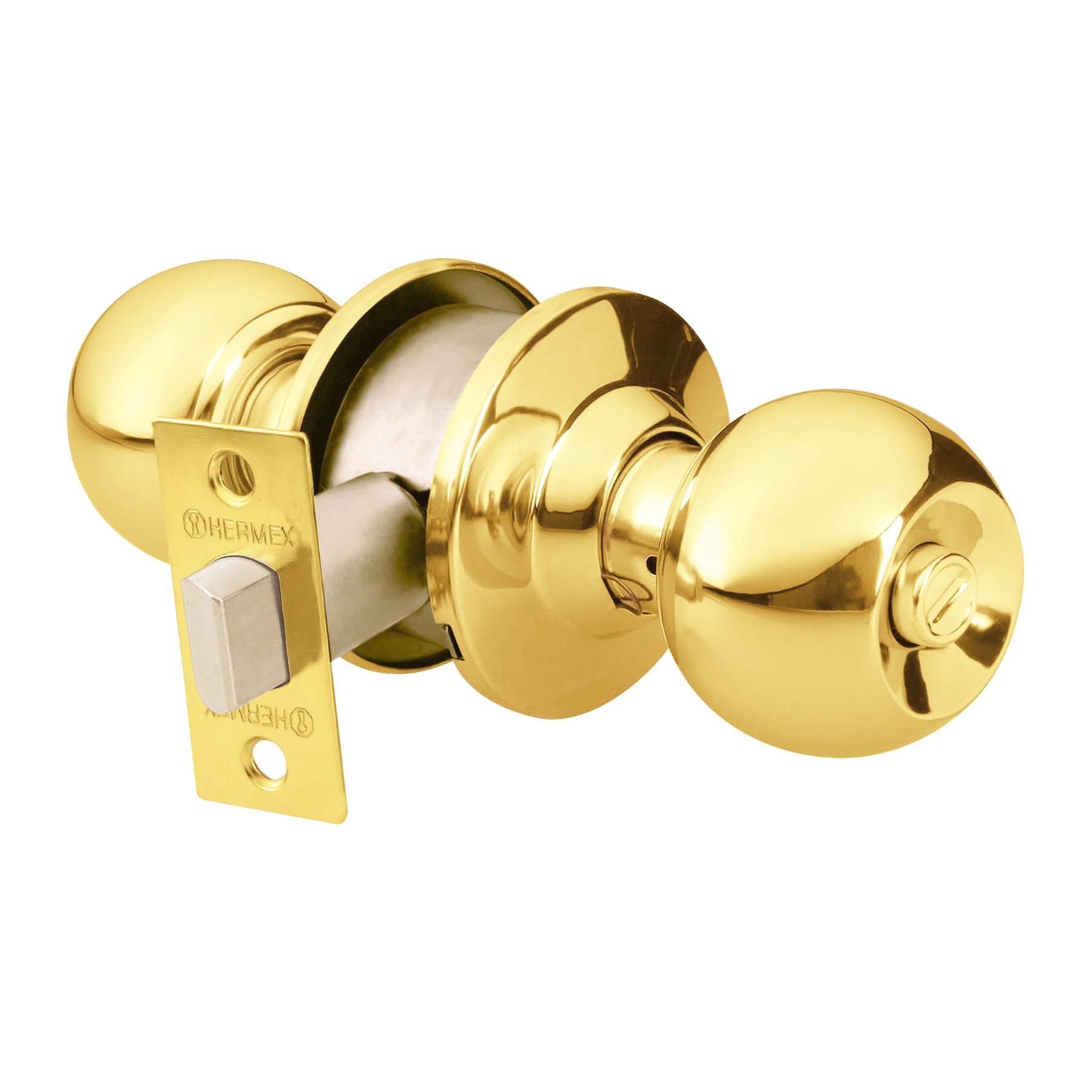 Cerradura tipo esfera para baño, latón brillante, Hermex, CEPO-11B, 43471