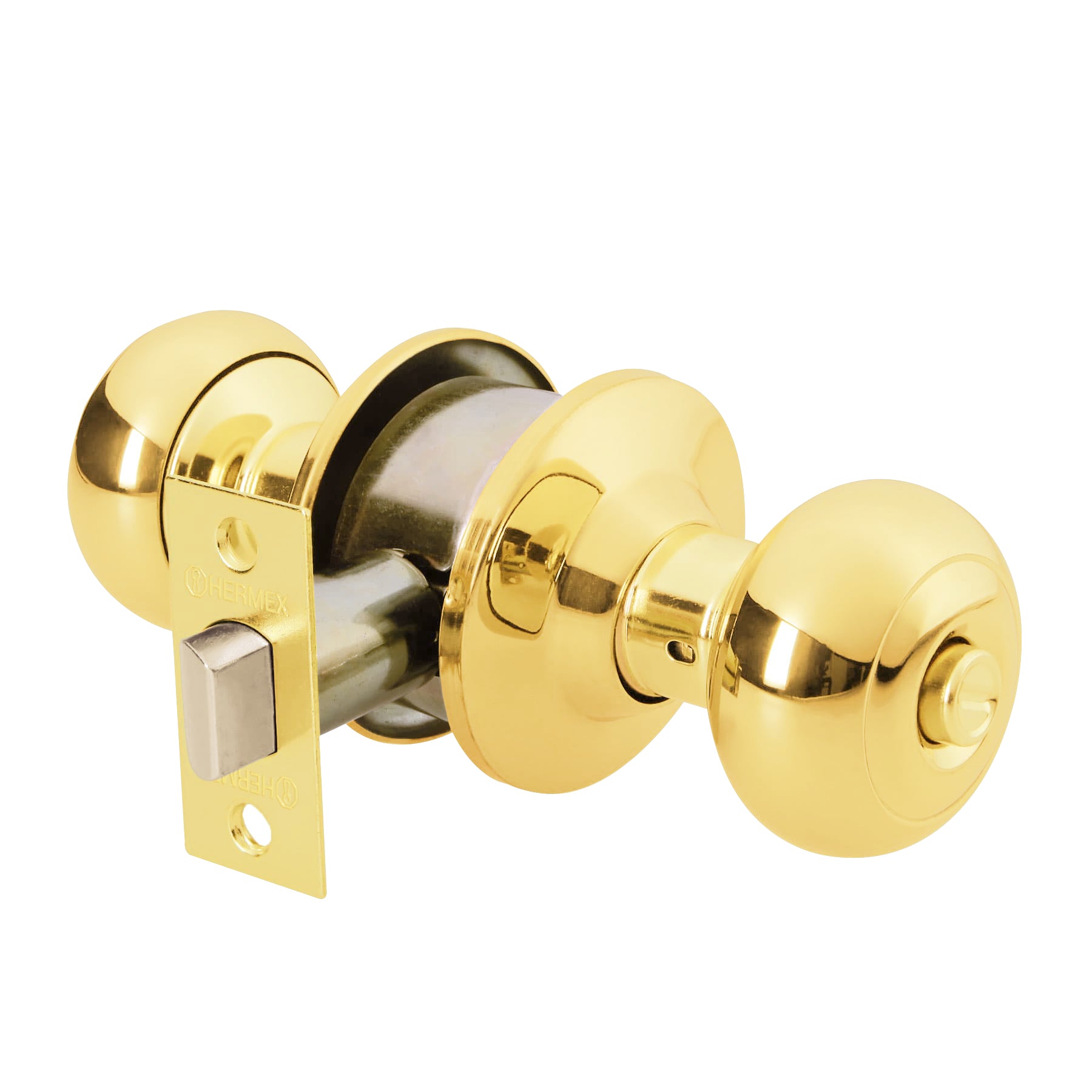 Cerradura tipo oval para baño, latón brillante, Hermex, CEPO-12B, 43456