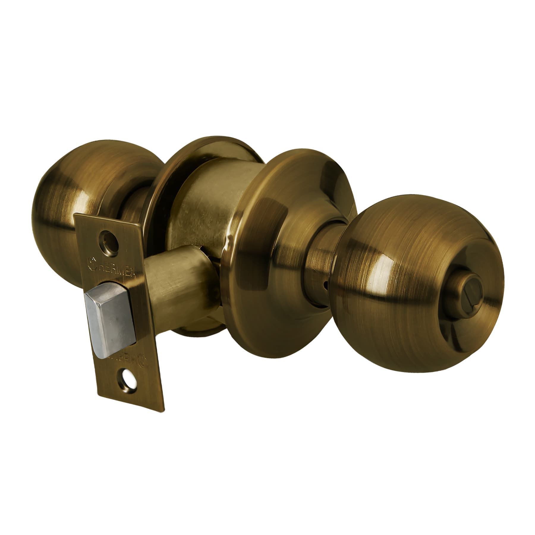 Cerradura tipo esfera para baño, latón antiguo, Hermex, CEPO-21B, 43468