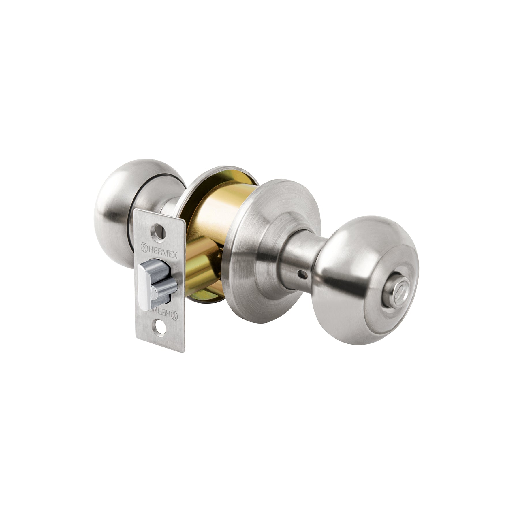 Cerradura tipo oval para recámara, cromo mate, Hermex, CEPO-32R, 43452