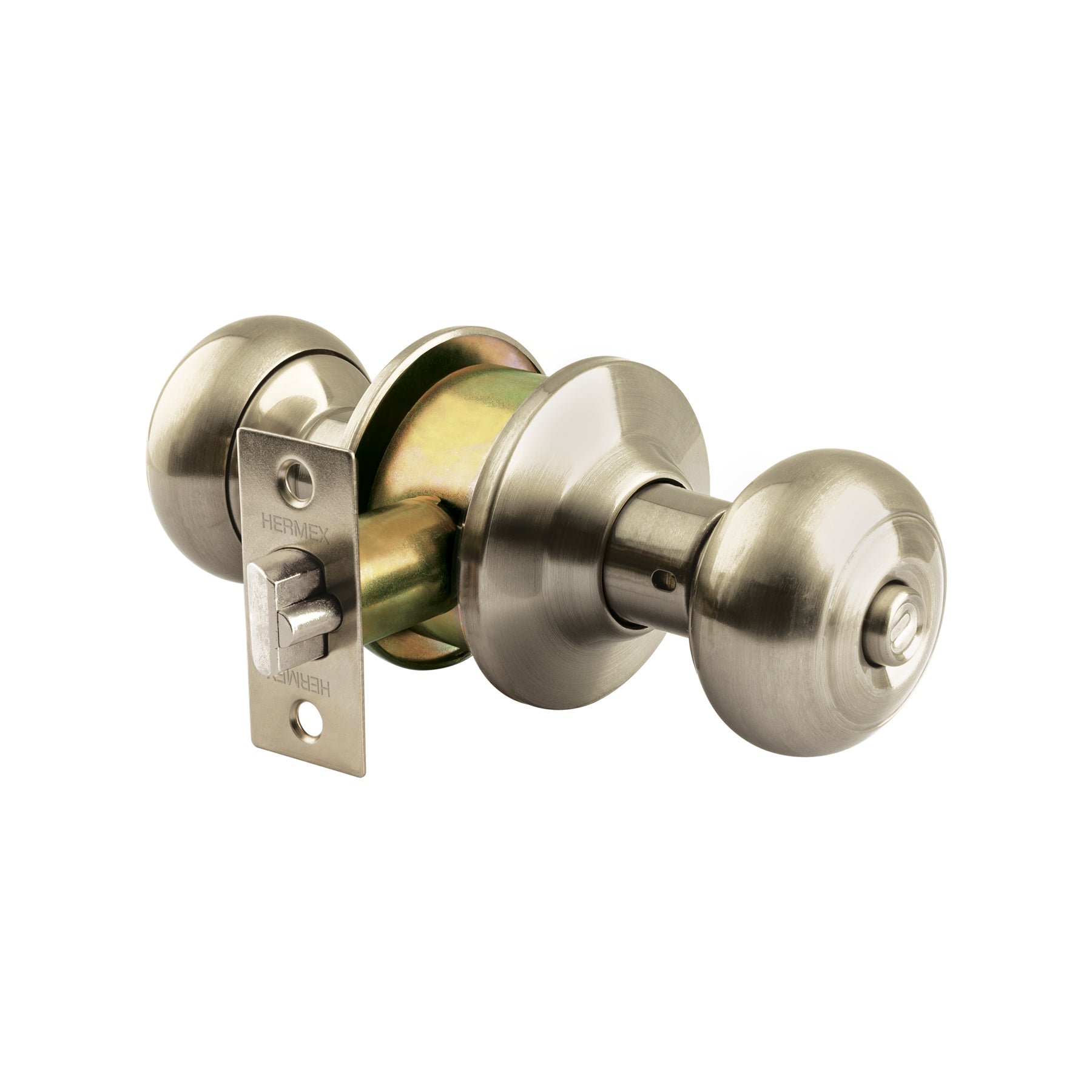 Cerradura tipo oval para recámara, níquel satín, Hermex, CEPO-42R, 44057