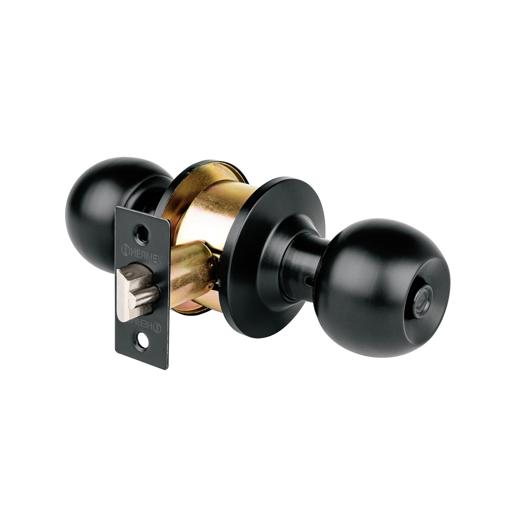 Cerradura pomo, negro, esfera, recámara, Hermex