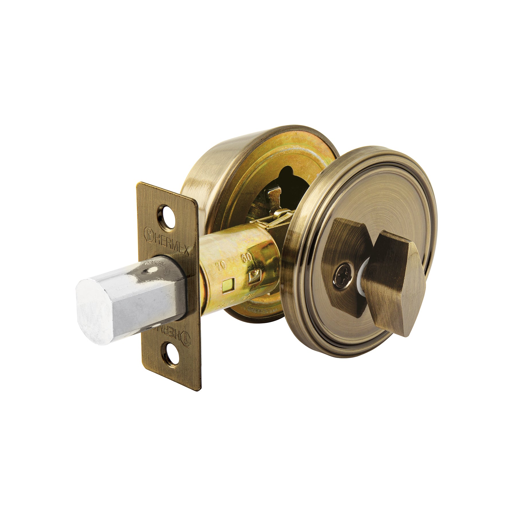 Cerrojo llave-mariposa latón antiguo, llave de puntos Hermex