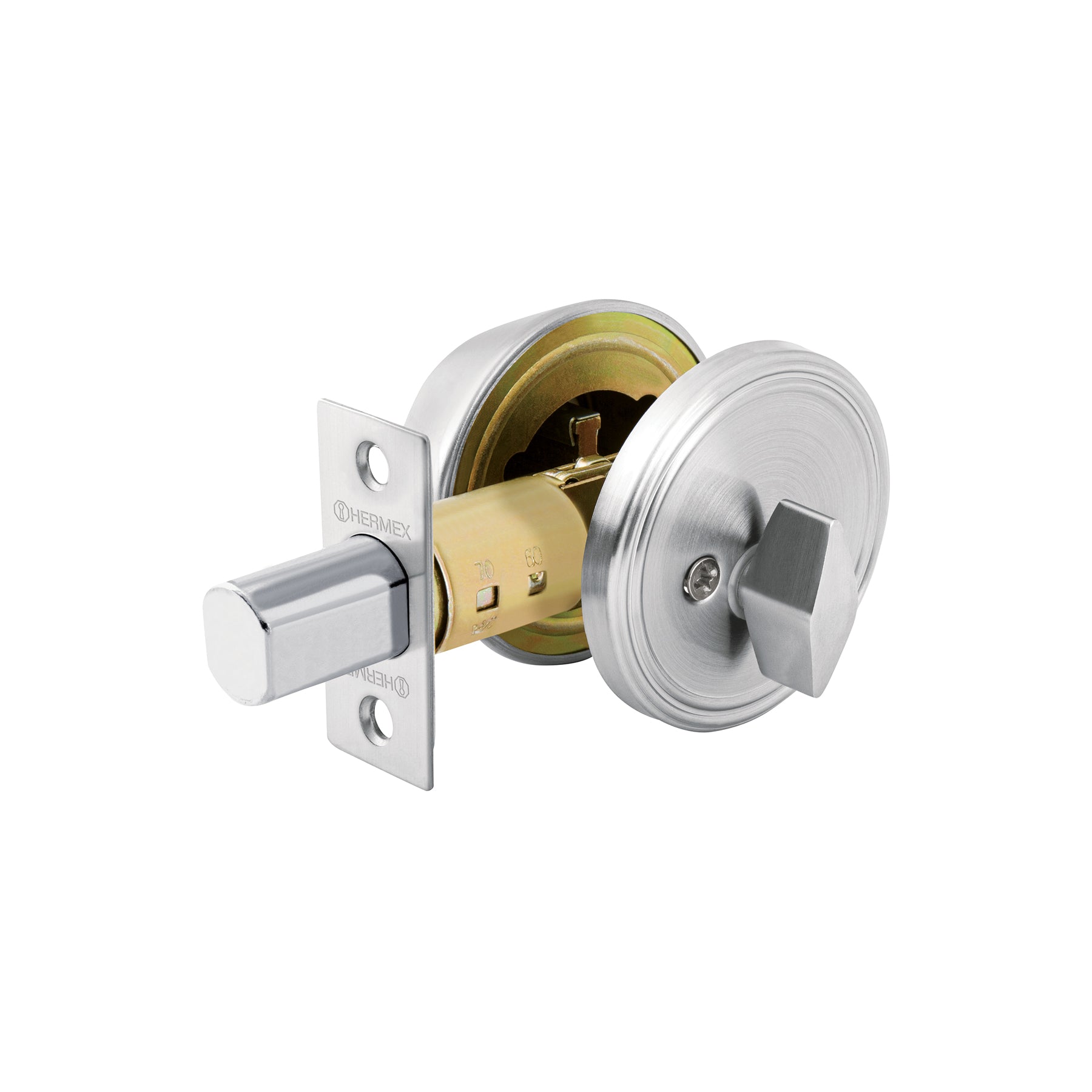 Cerrojo llave-mariposa cromo mate, llave puntos, Hermex, CERO-31, 43601