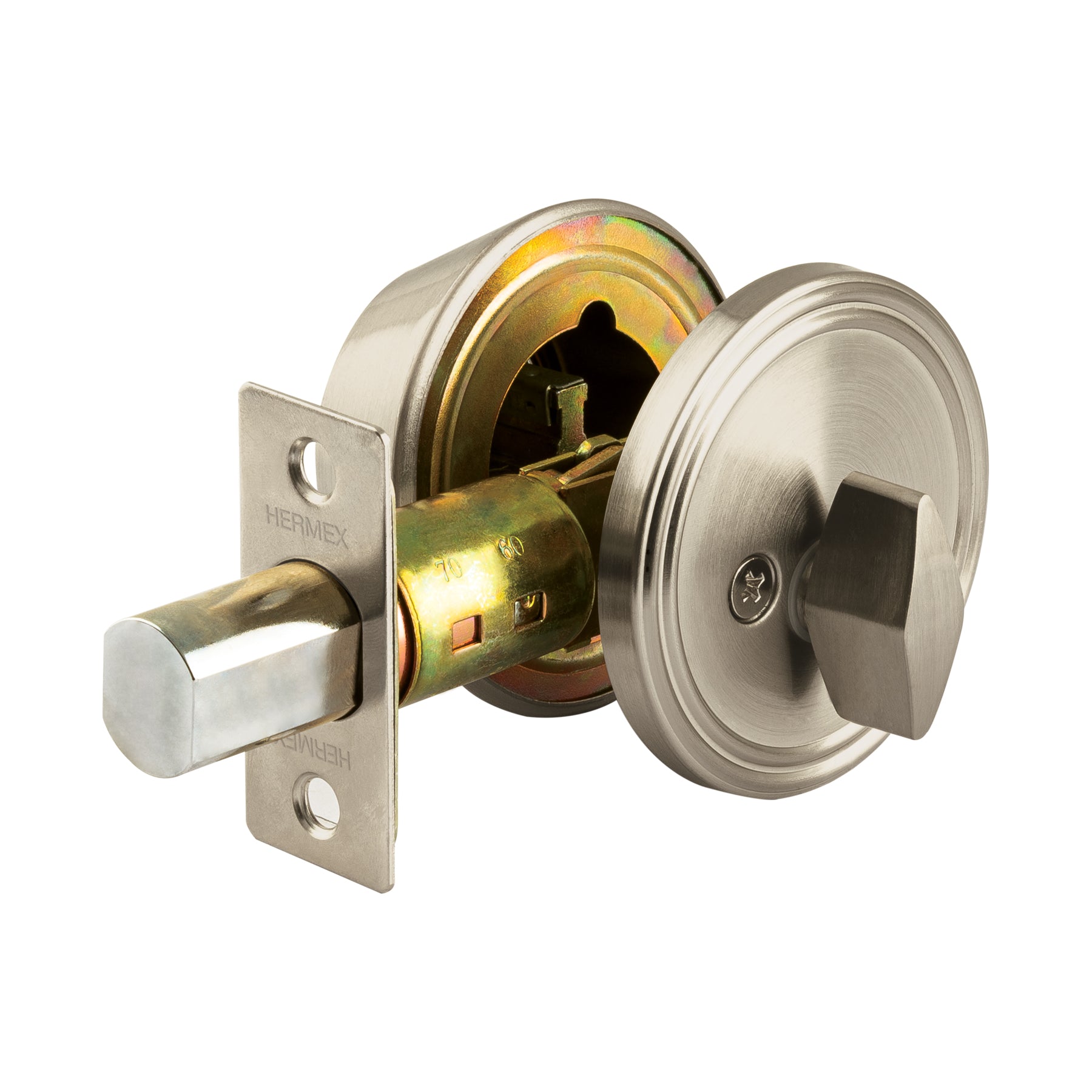 Cerrojo llave-mariposa níquel satin, llave de puntos, Hermex