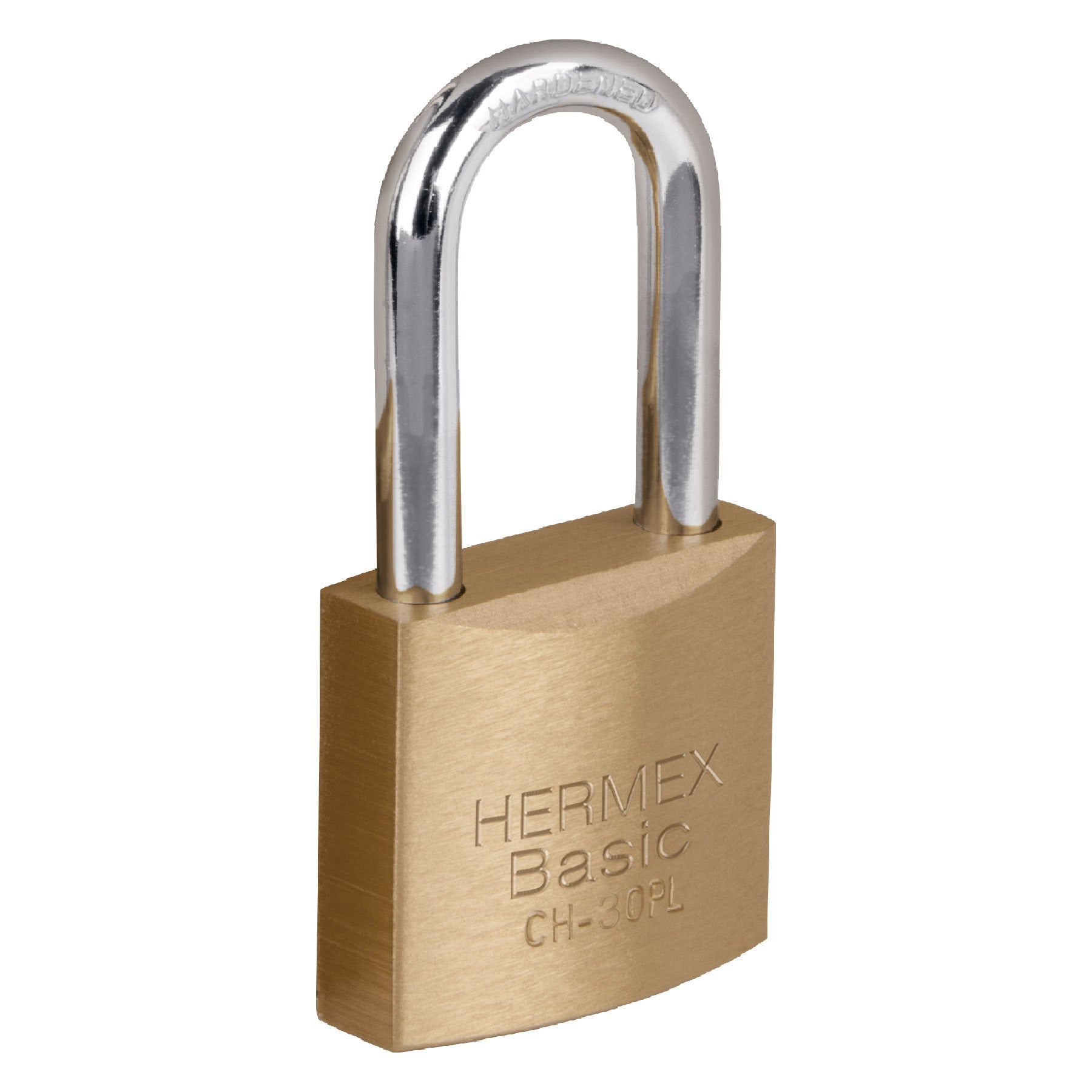 Candado de hierro color latón 30 mm, largo, caja, BASIC