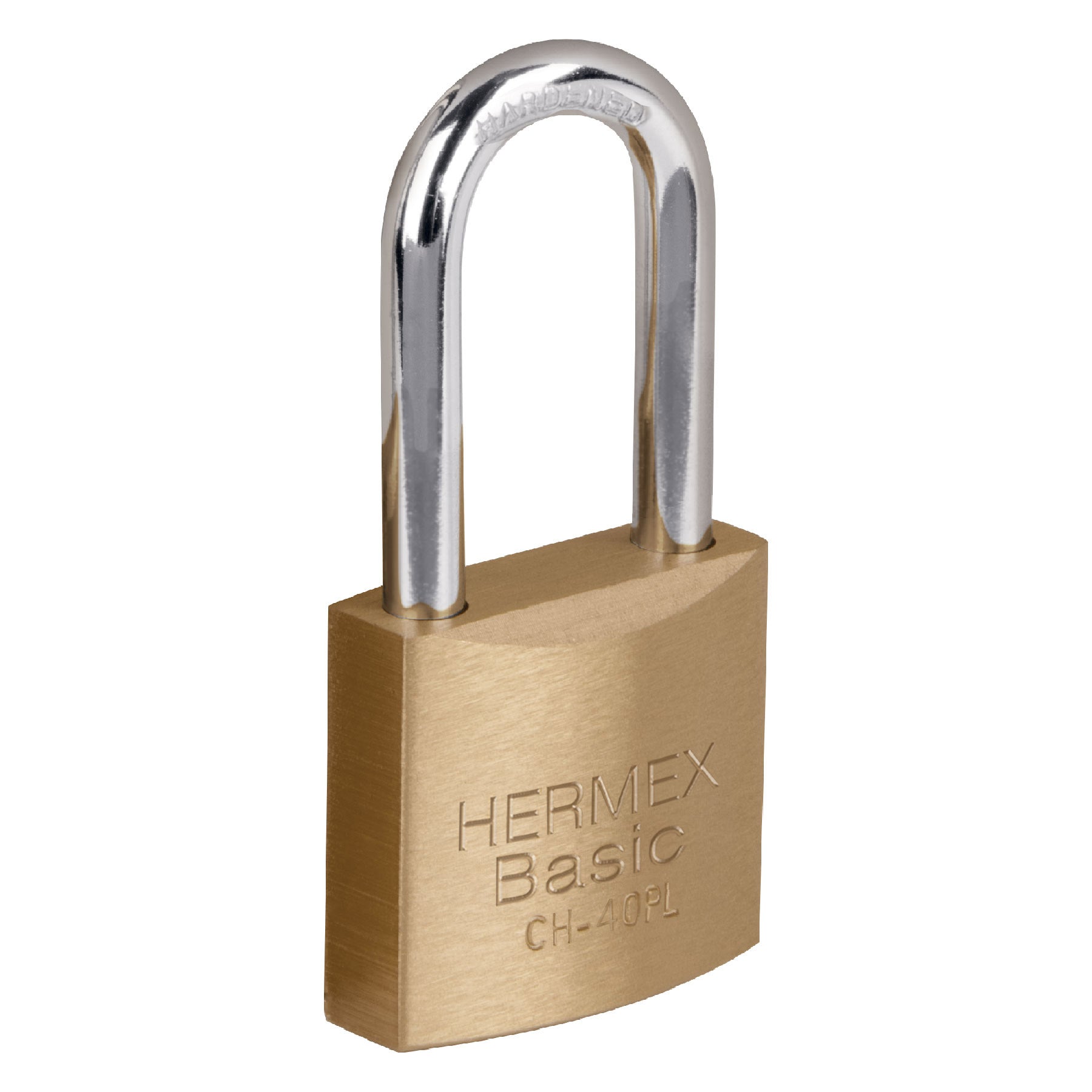 Candado de hierro color latón 40 mm, largo, caja, BASIC