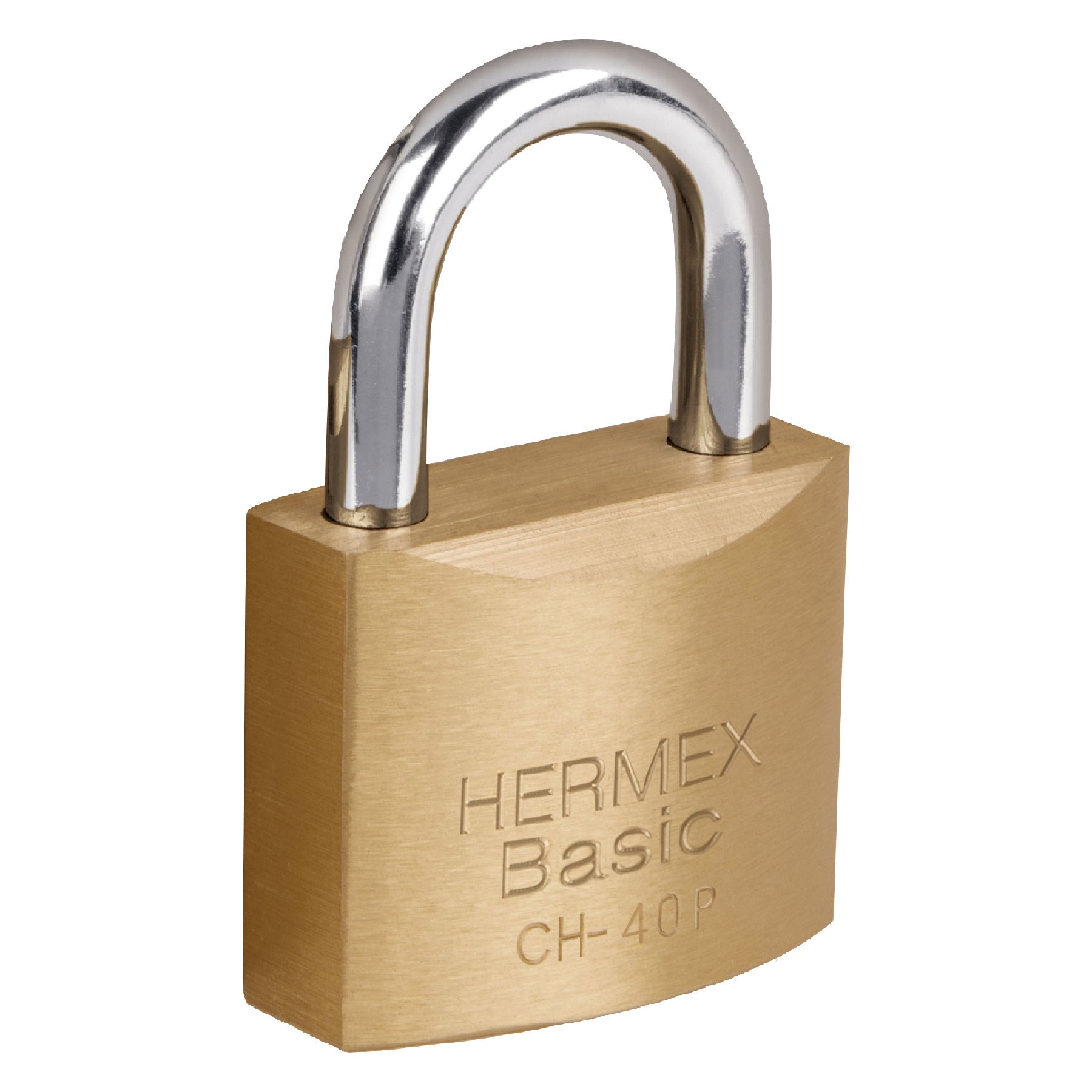 Candado de hierro color latón 40 mm, corto, caja, BASIC