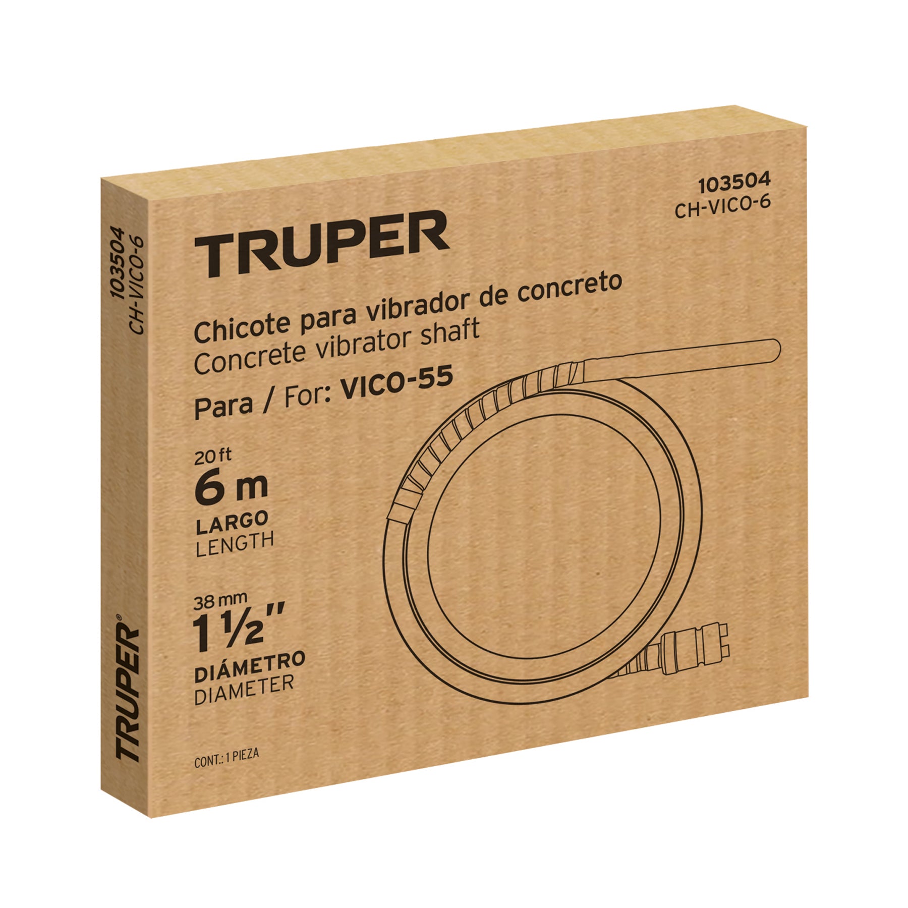 Chicote 6 m para Vibrador de concreto, Truper