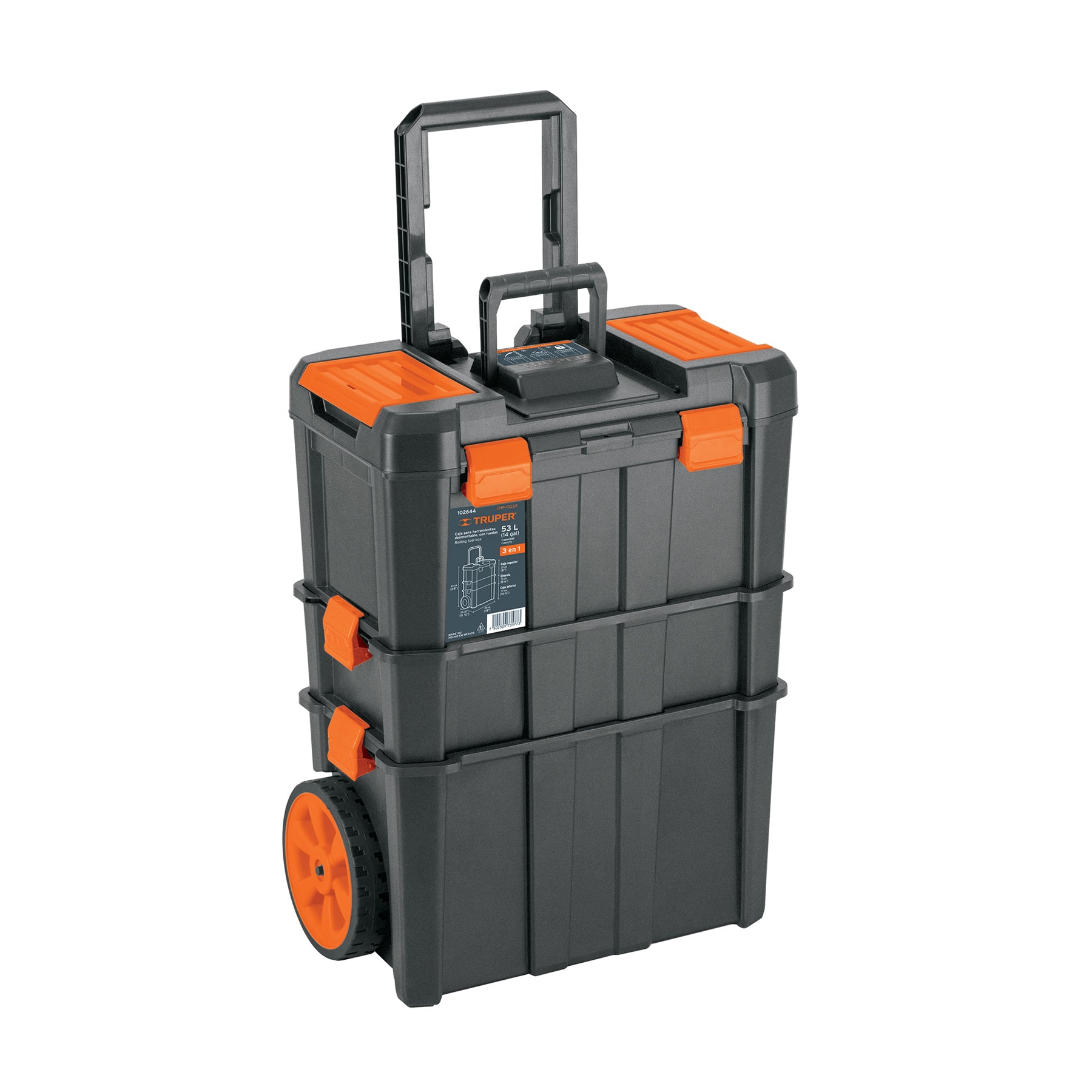 Caja para herramienta, 19"x25" con ruedas, 3 en 1 desmontable