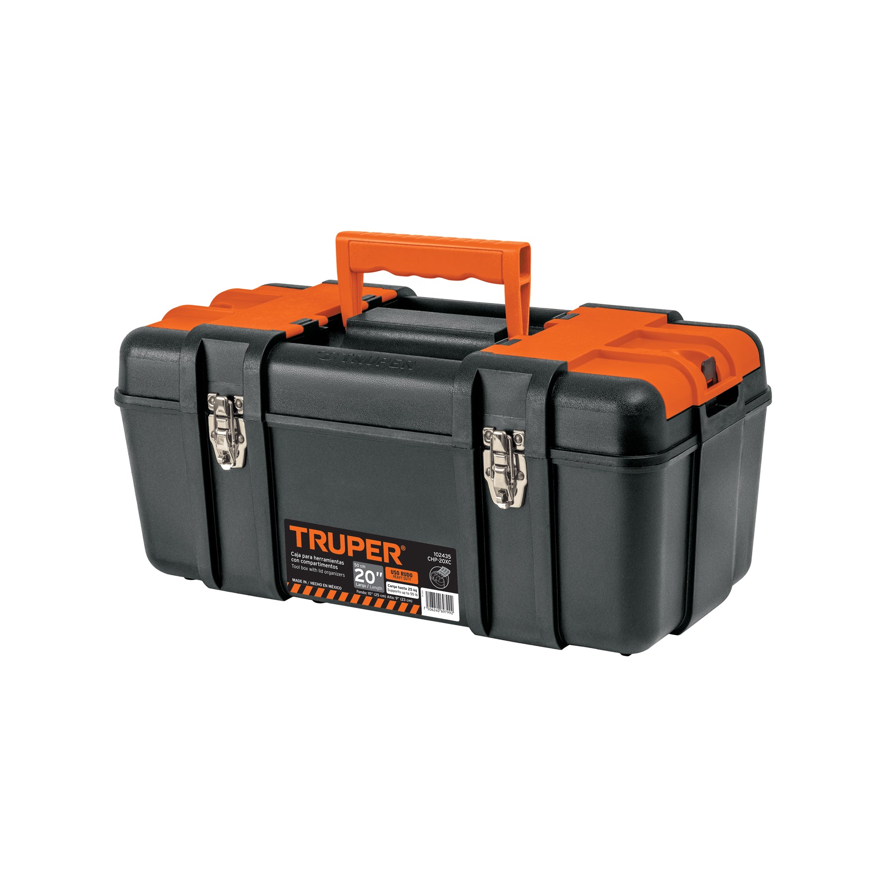 Caja para herramienta 20" con compartimentos, broches metálicos