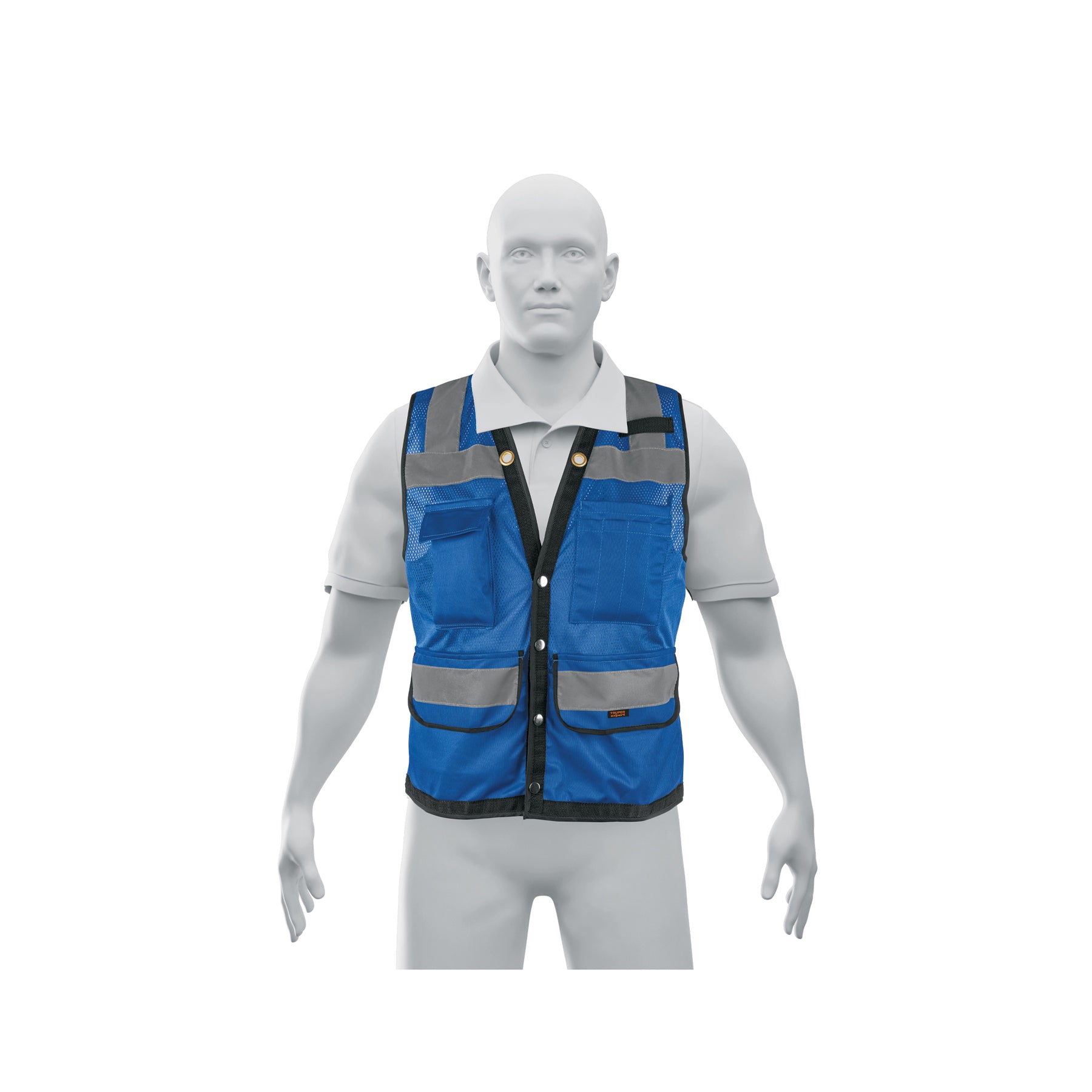 Chaleco seguridad reforzado azul con bolsas, XL, Expert