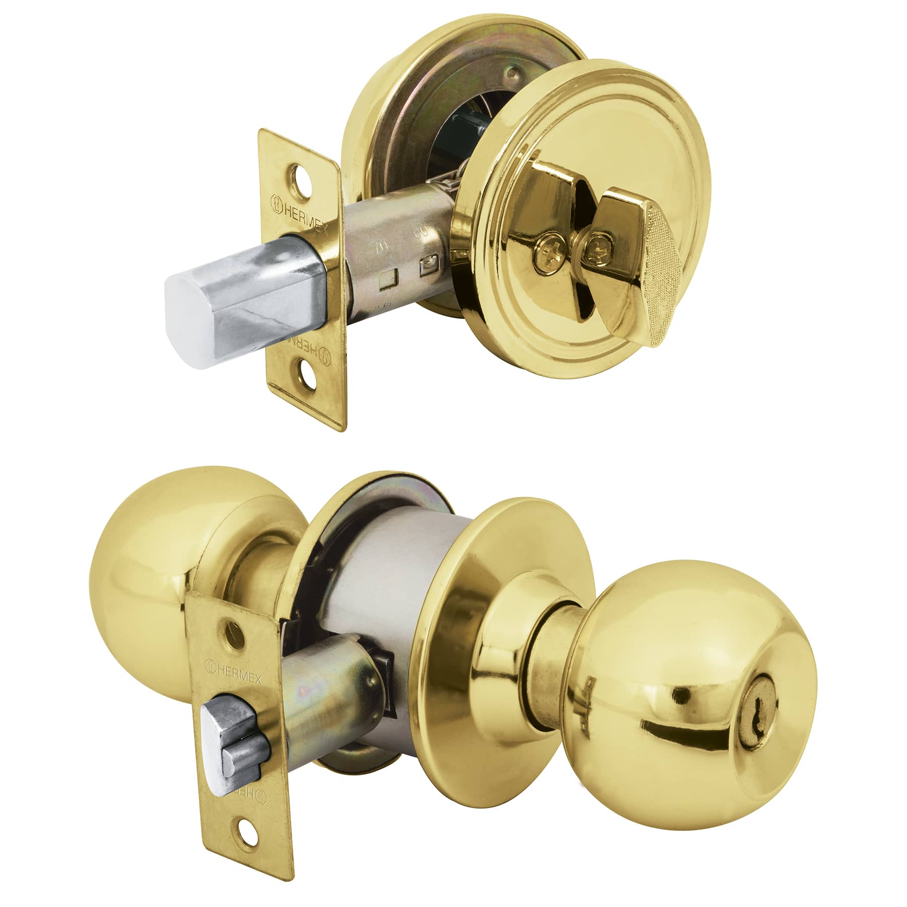 Combo cerraduras, llave-mariposa, L.brillante, Hermex BASIC
