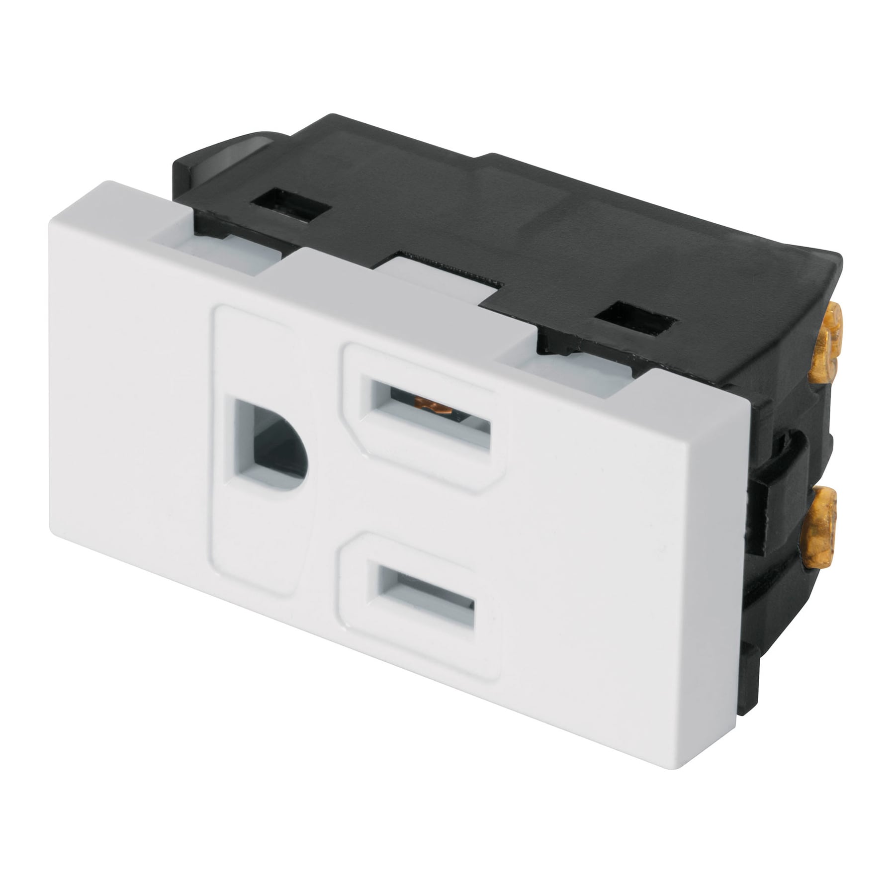 Contacto aterrizado, 1 módeloulo, línea Española, color blanco