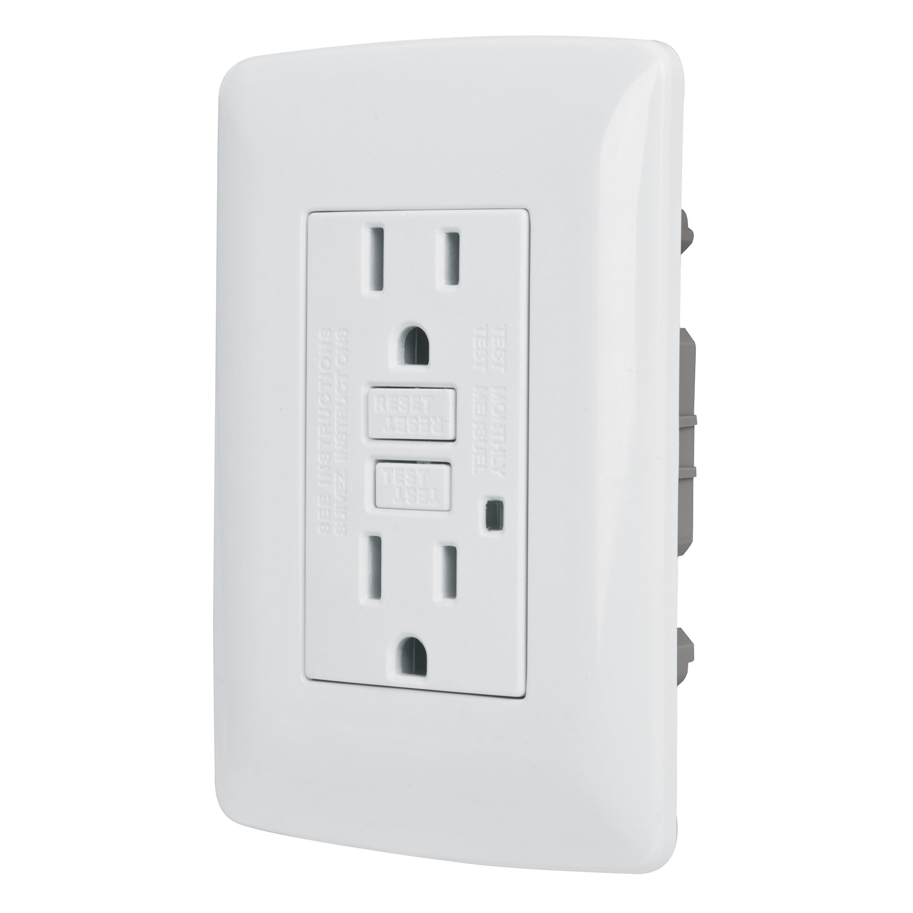 Contacto dúplex falla a tierra GFCI, blanco, línea Italiana