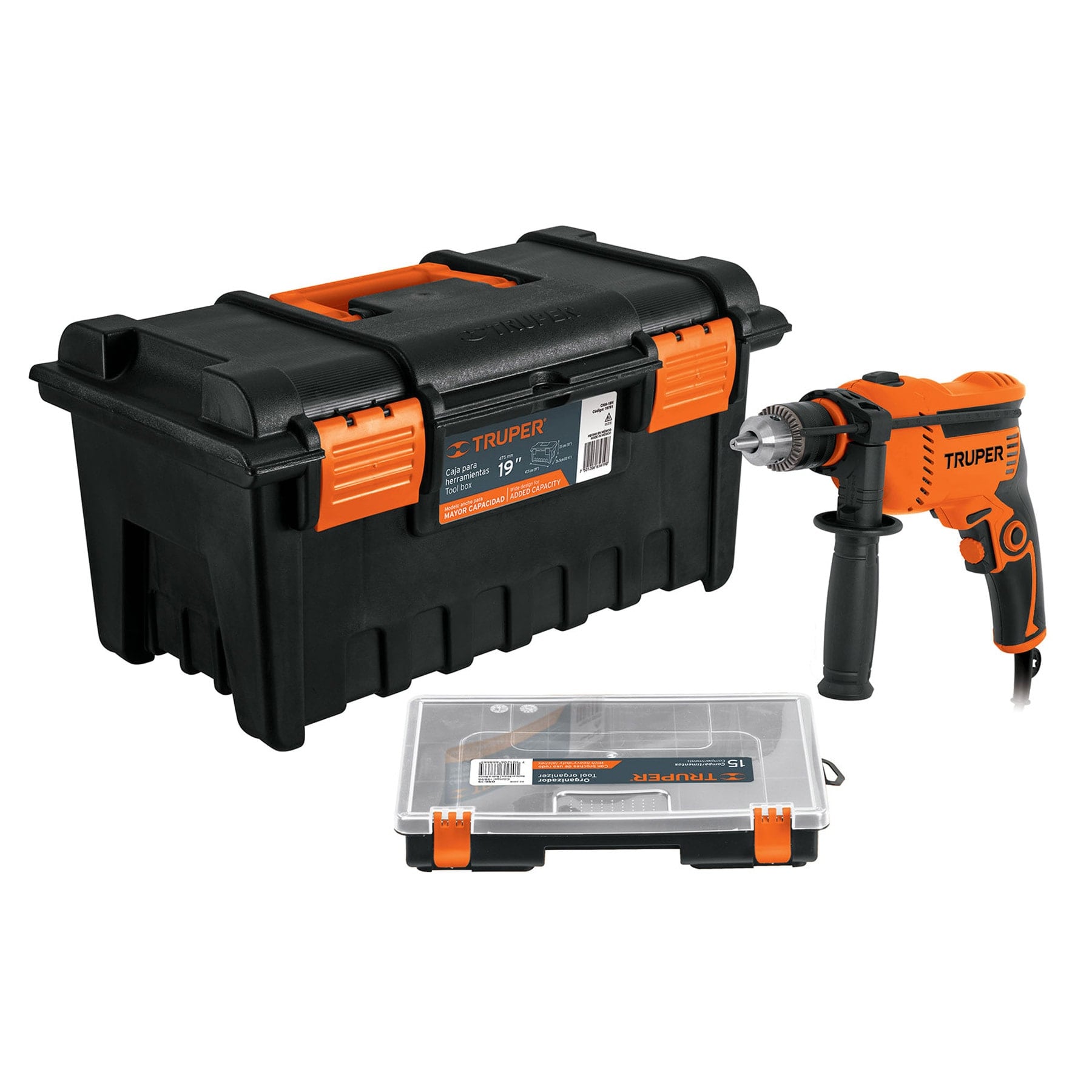 Combo rotomartillo 1/2" 650W, caja para herramienta,organizador
