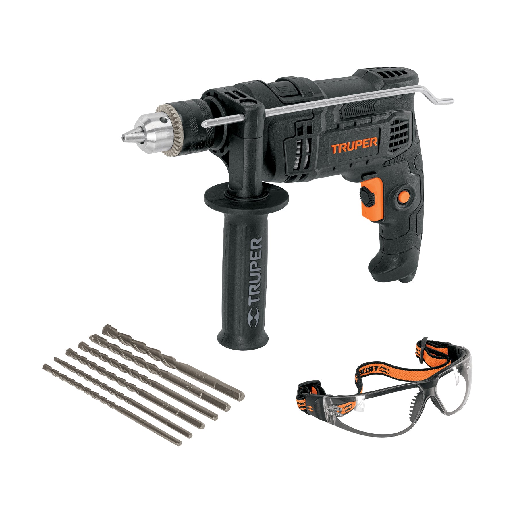Combo rotomartillo 1/2" 700W, 6 brocas y lentes, industrial