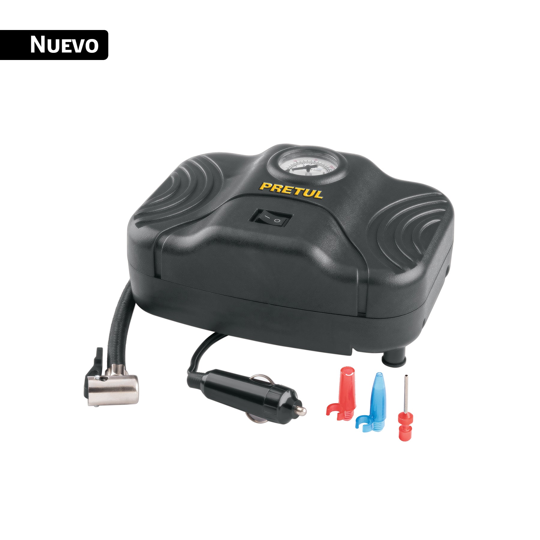 Inflador portátil para auto, 12 V, PRETUL