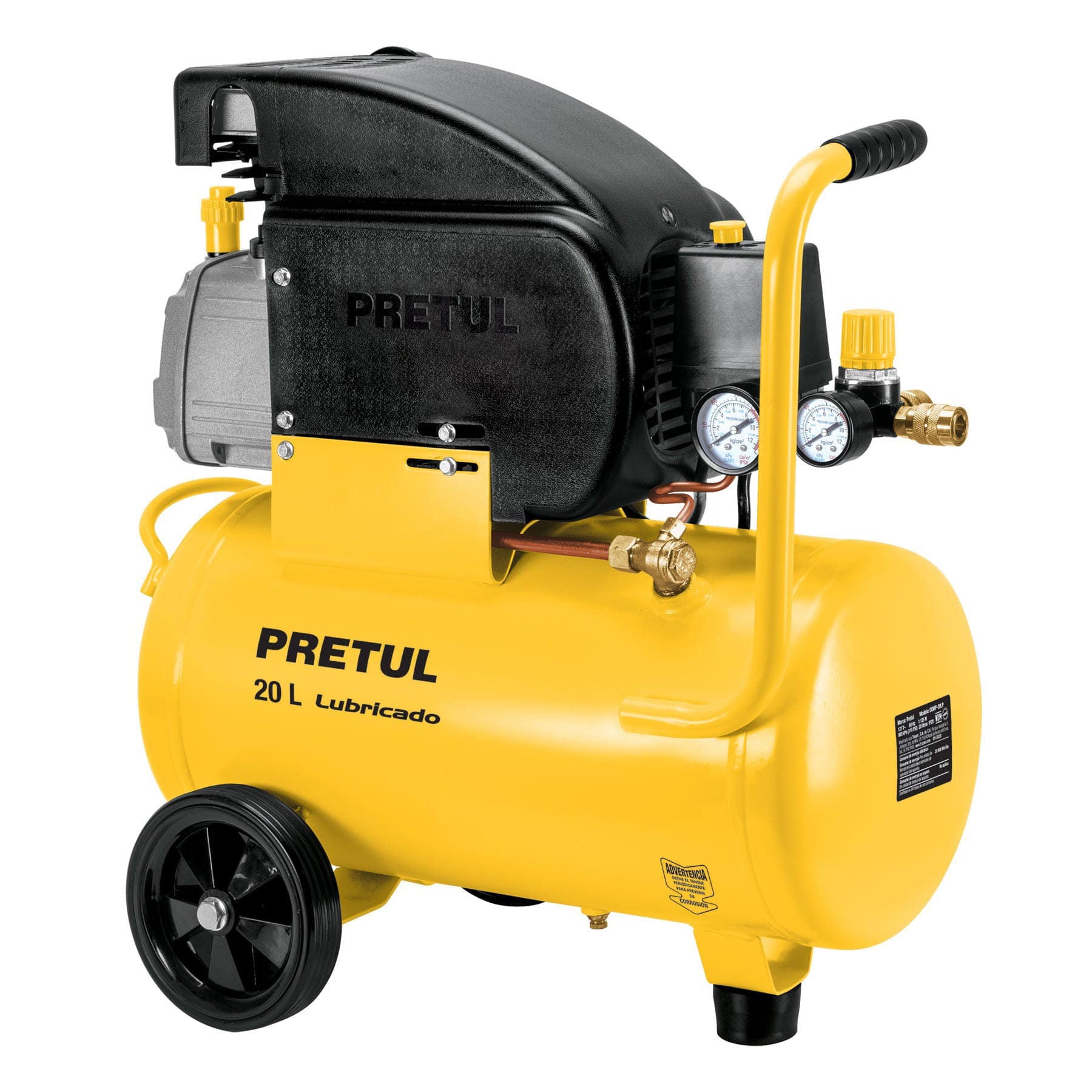 Compresor lubricado, 20L, 2-1/2HP, horizontal, 127V, Pretul