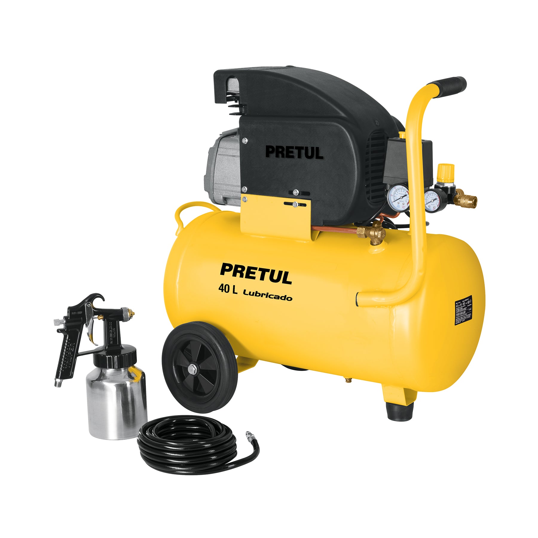 Kit Compresor lub, 40L, manguera y pistola baja,127V, Pretul, COMP-KIT40P, 22066
