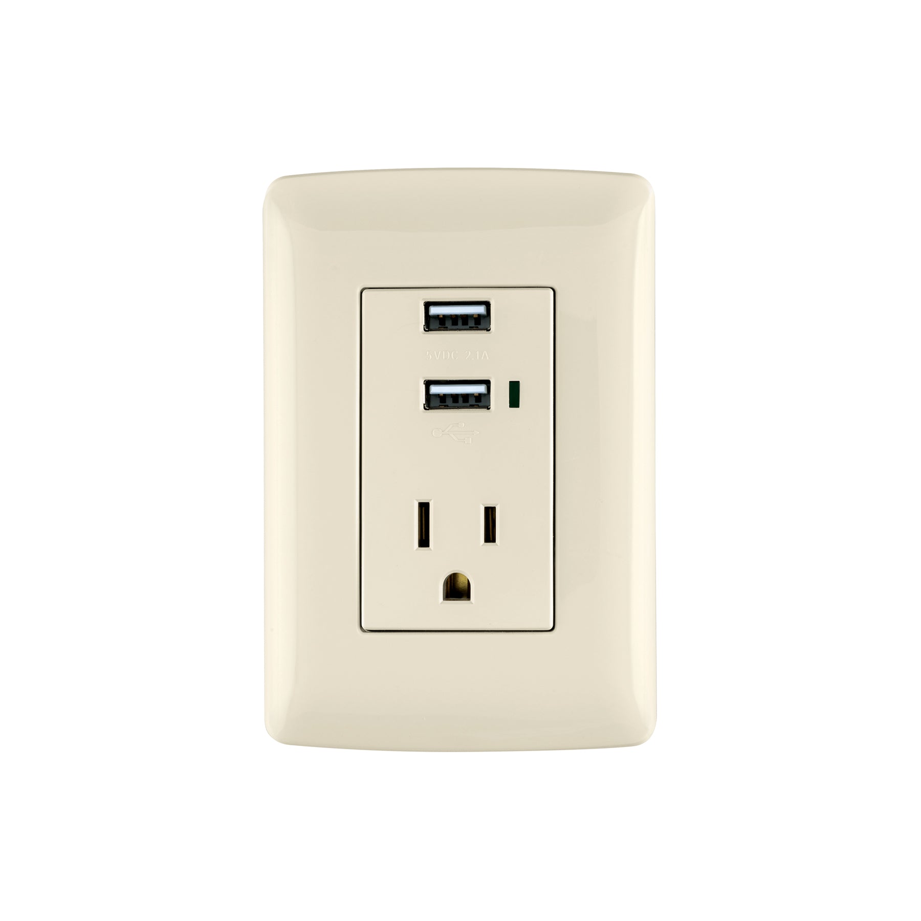 Contacto aterrizado + 2 puertos USB, marfil, línea Italiana, Volteck, COUSB-I, 48064