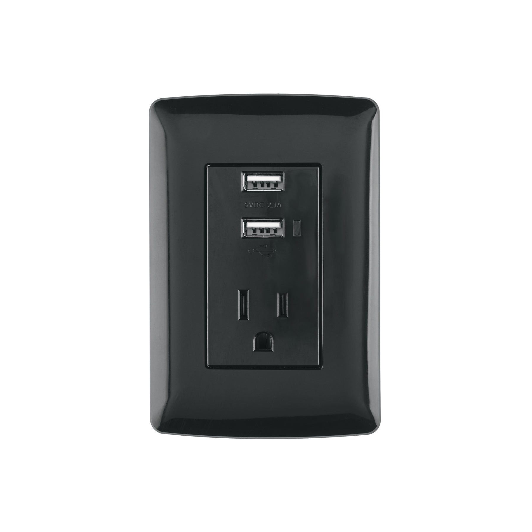 Contacto aterrizado + 2 puertos USB, negro, línea Italiana, Volteck, COUSB-IN, 47590