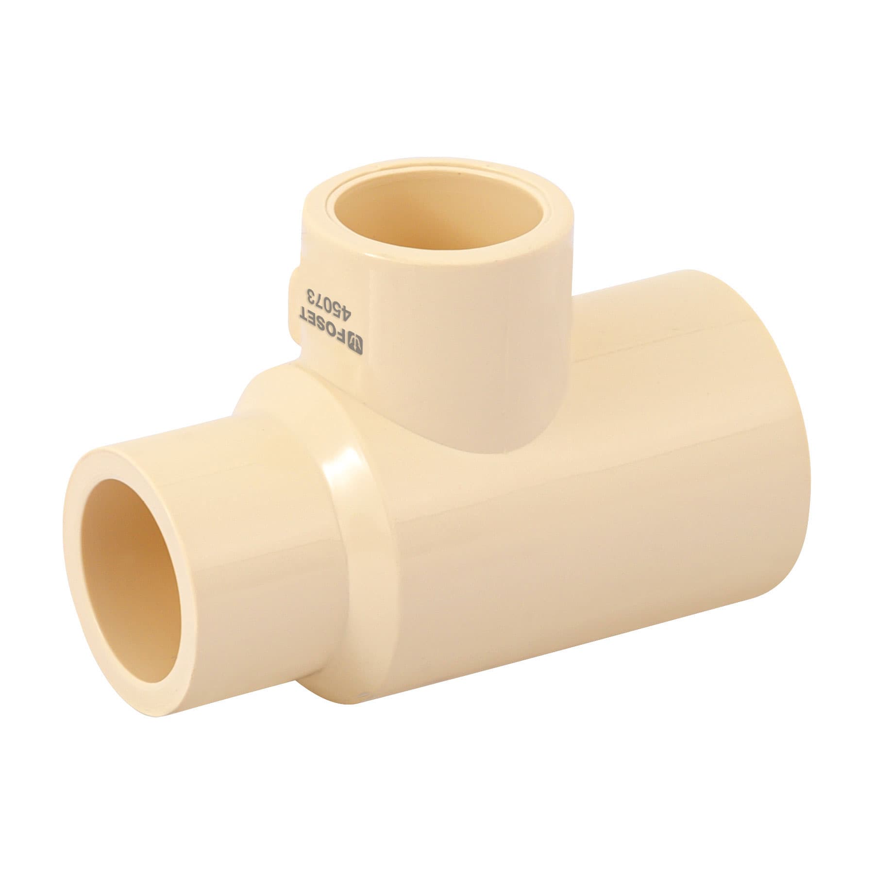 Tee reducida lateral de CPVC 3/4" x 1/2" x 1/2", Foset, CPVC-723, 45073