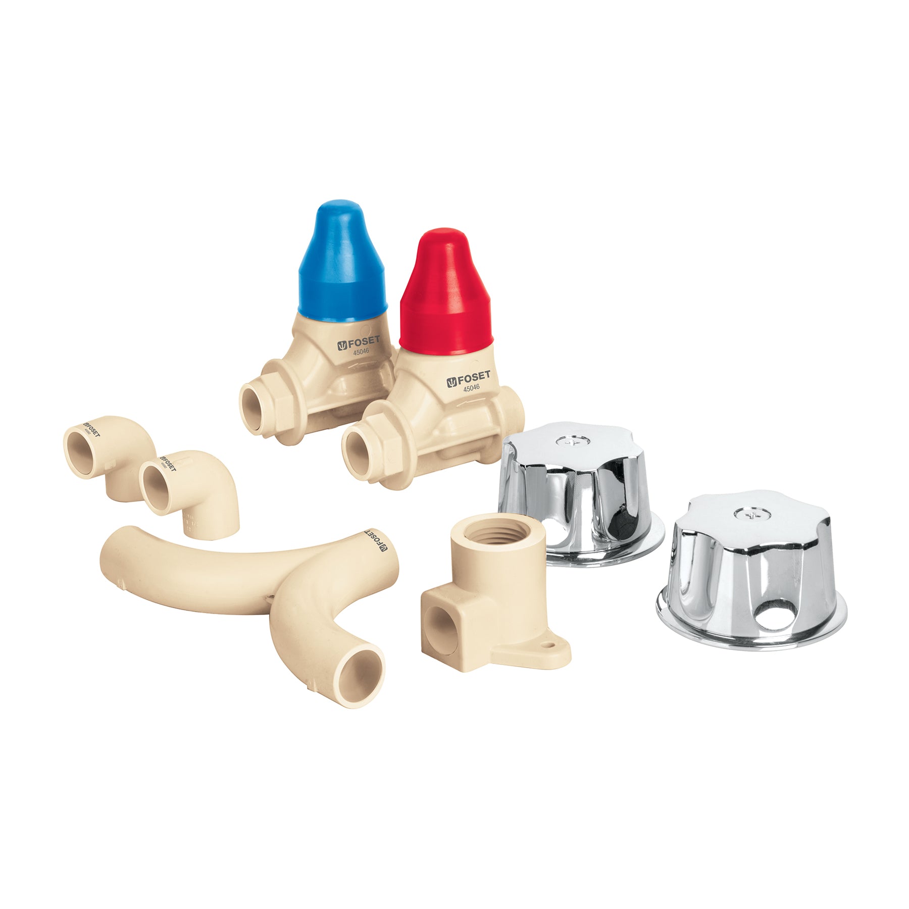 Kit de instalación para regadera CPVC 1/2" con manerales, Foset, CPVC-KIT, 46033