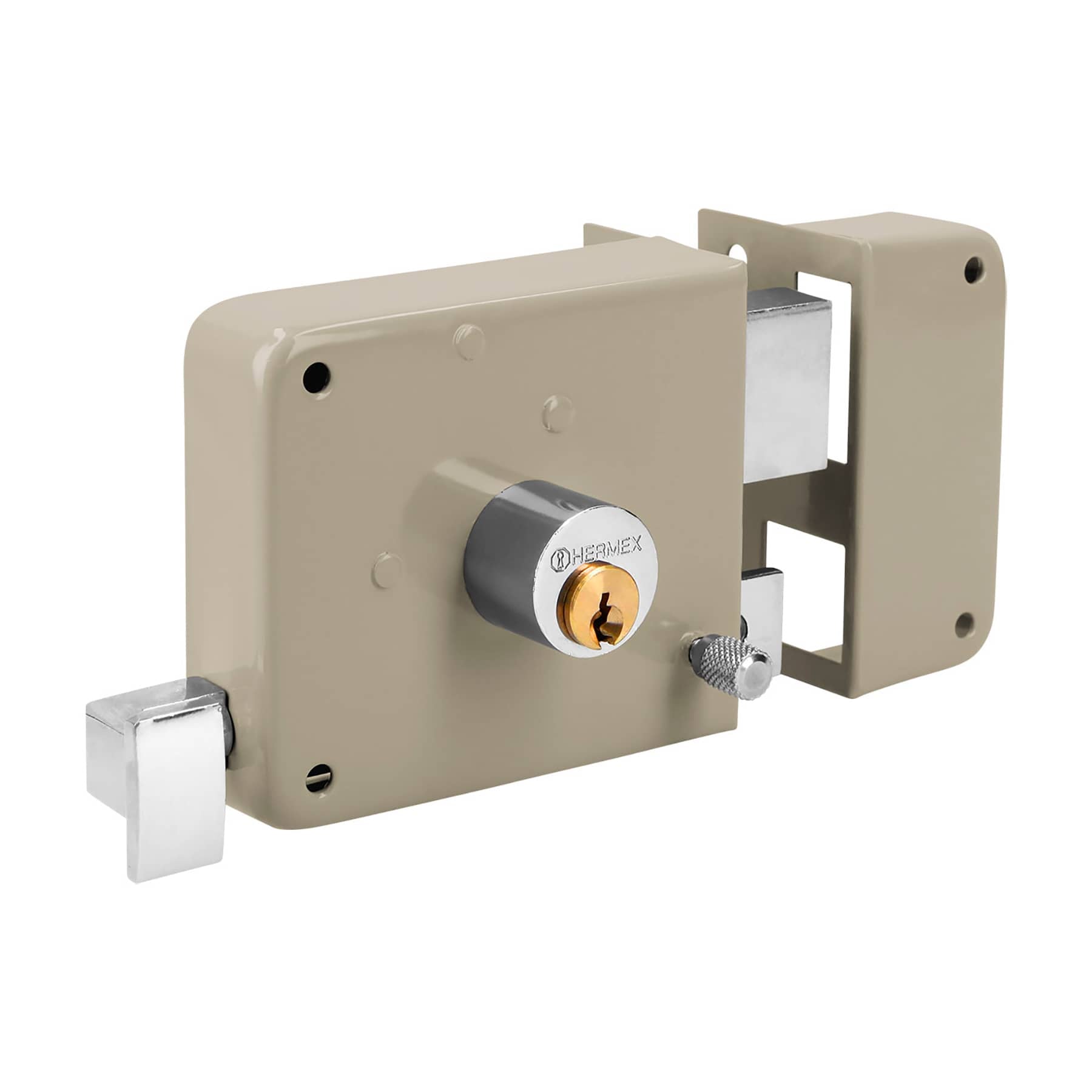 Cerradura sobreponer der clásica, llave tradicional, caja, Hermex, CS-70D, 43574