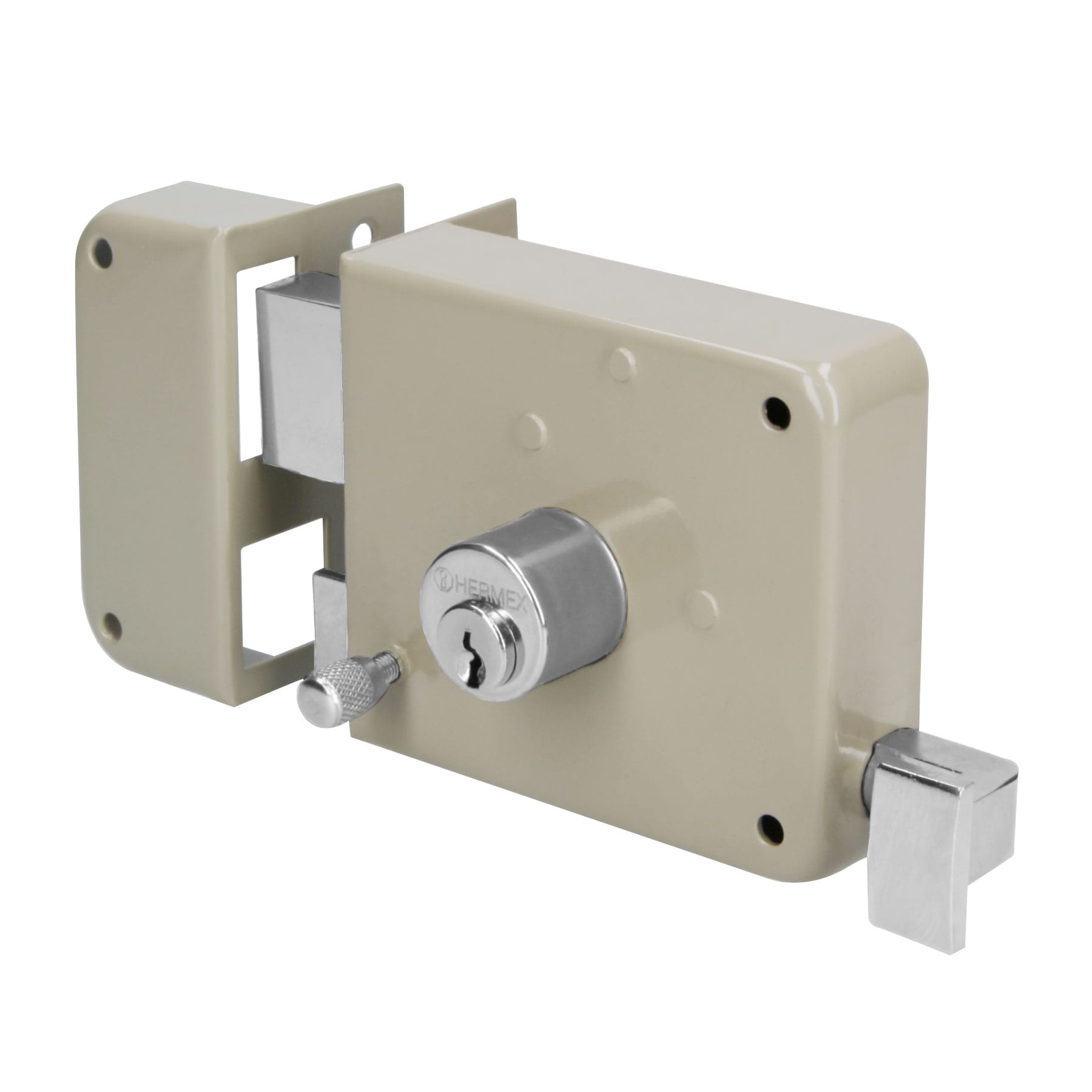 Cerradura sobreponer izq instala-fácil, caja BASIC, Hermex, CS-75IP, 27046