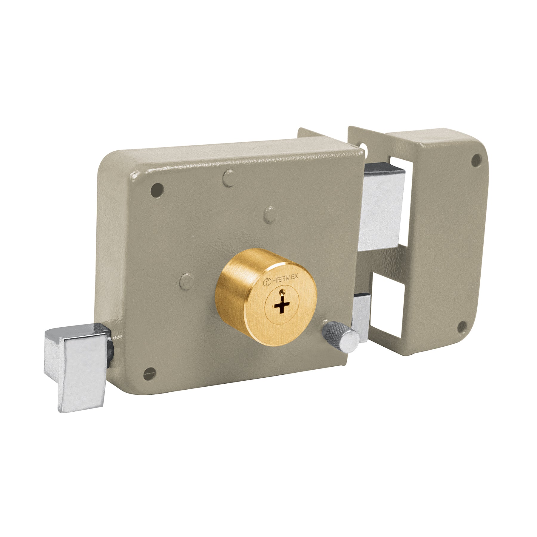 Cerradura sobreponer derecha clásica, llave tetra, caja