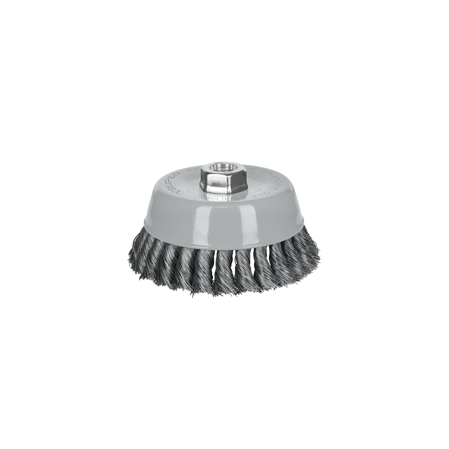 Carda copa 5" alambre trenzado fino, multi rosca, Truper