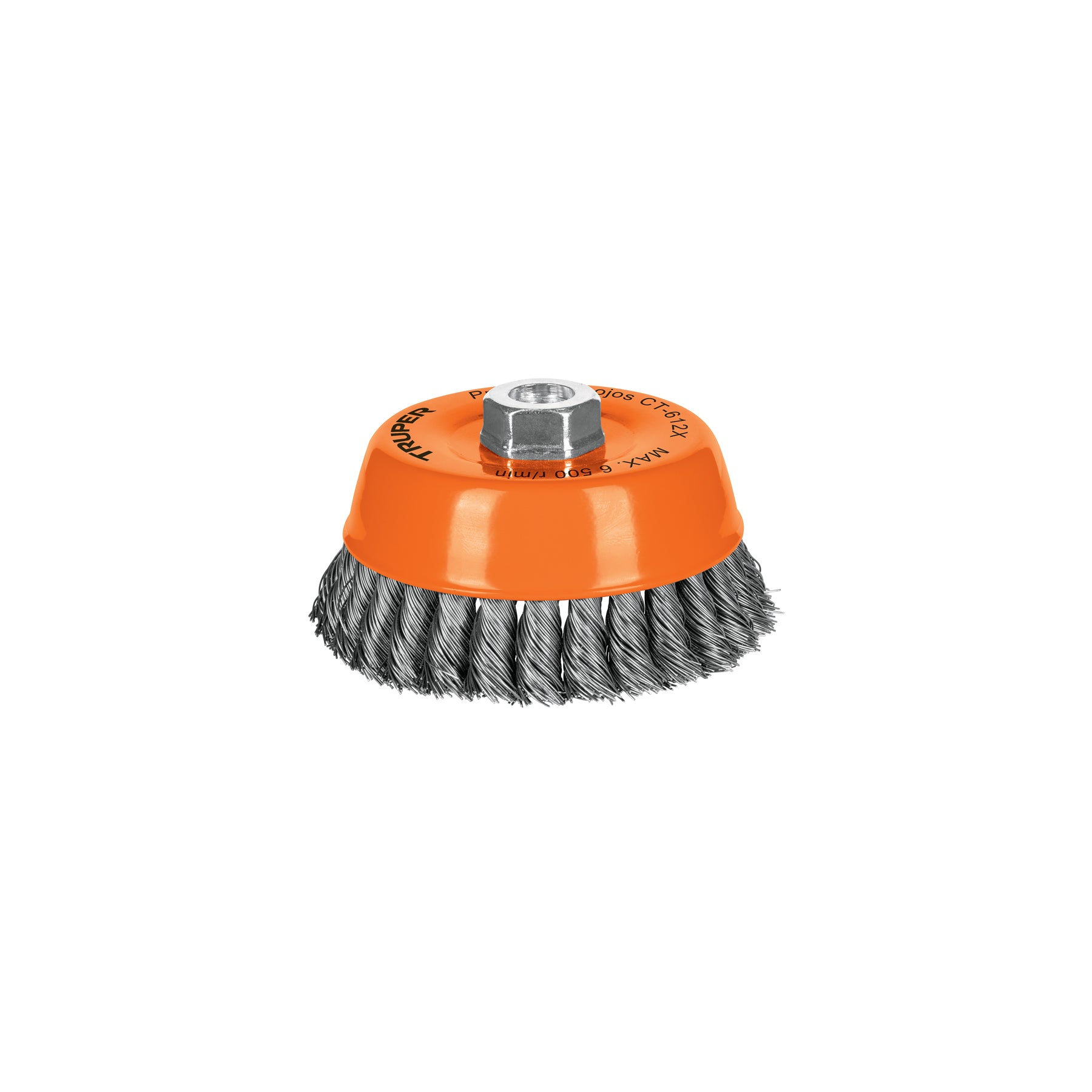 Carda copa 5" alambre trenzado grueso, eje 5/8"-11, Truper