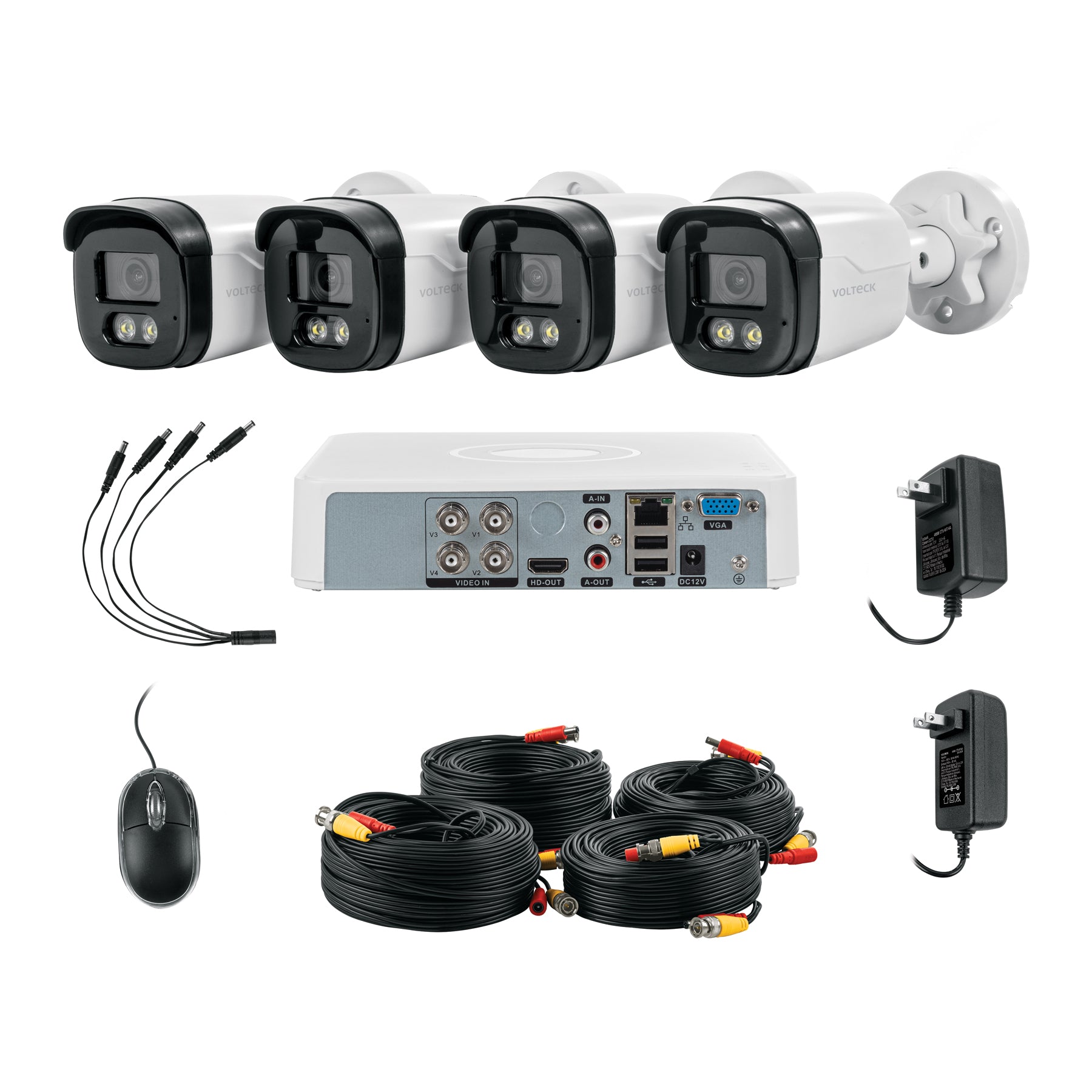 Kit video vigilancia, 4 canales, 4 cámaras, 5MP, Disco 1TB, Volteck, CTV-KIT-4A, 49586