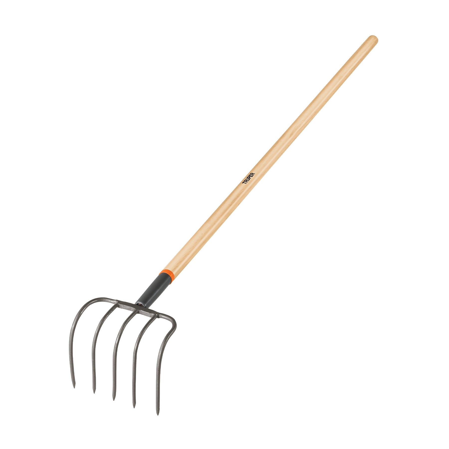 Cultivador forjado, 5 dientes, mango de madera 60", Truper