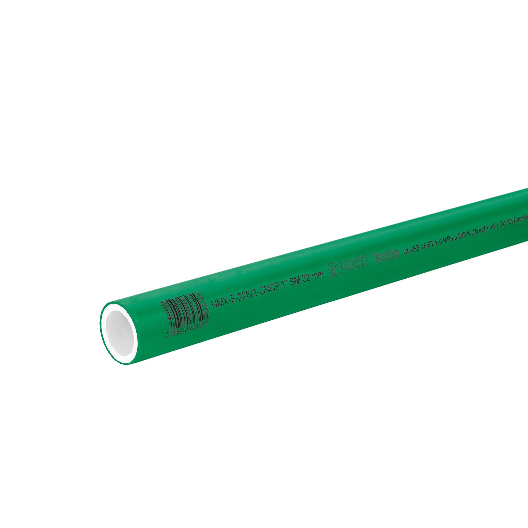 Tubo de 32mm (1") PPR hidráulico, 4m, 1.4kg, Foset