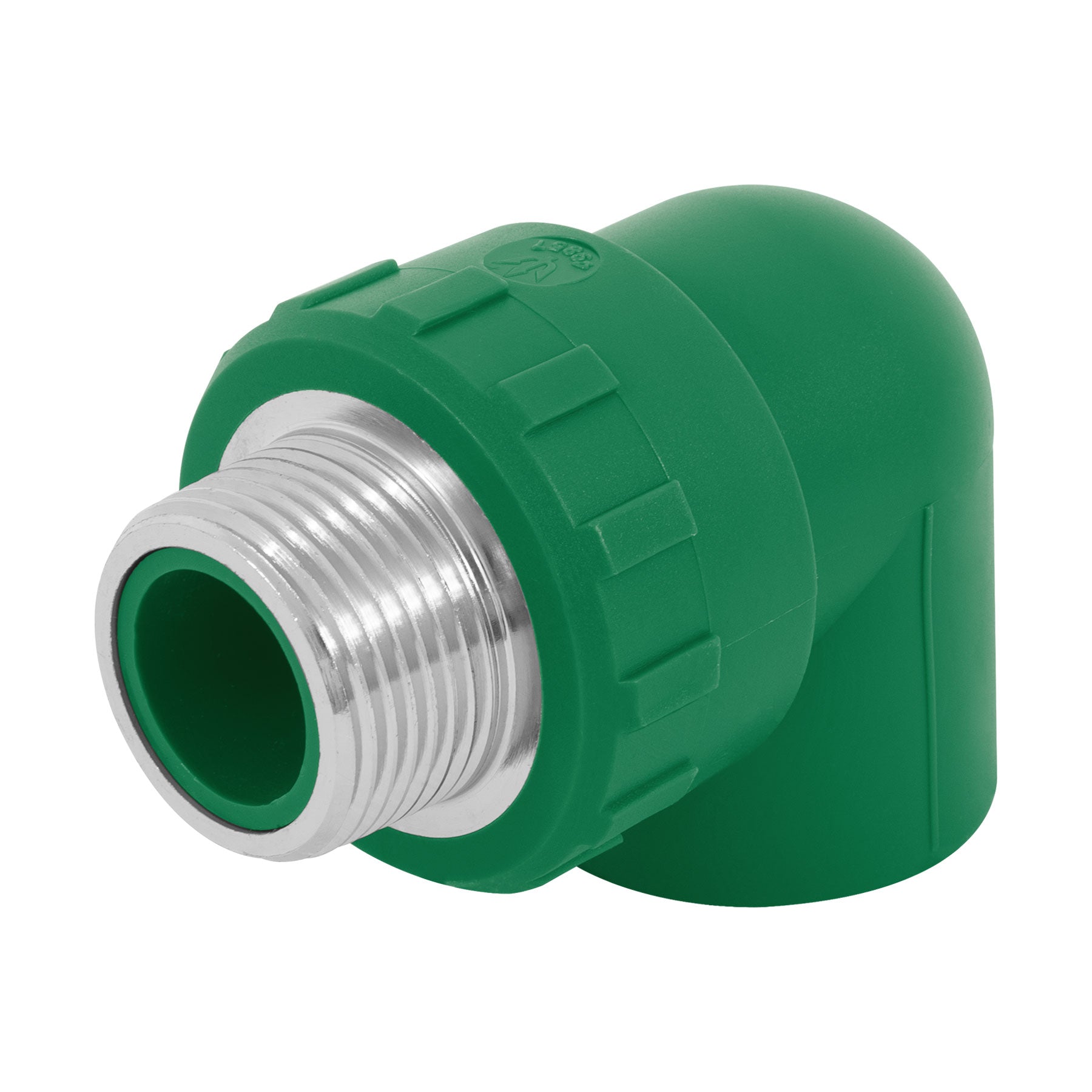 Codo 90∞ PPR, 1", rosca macho con inserto metálico, Foset