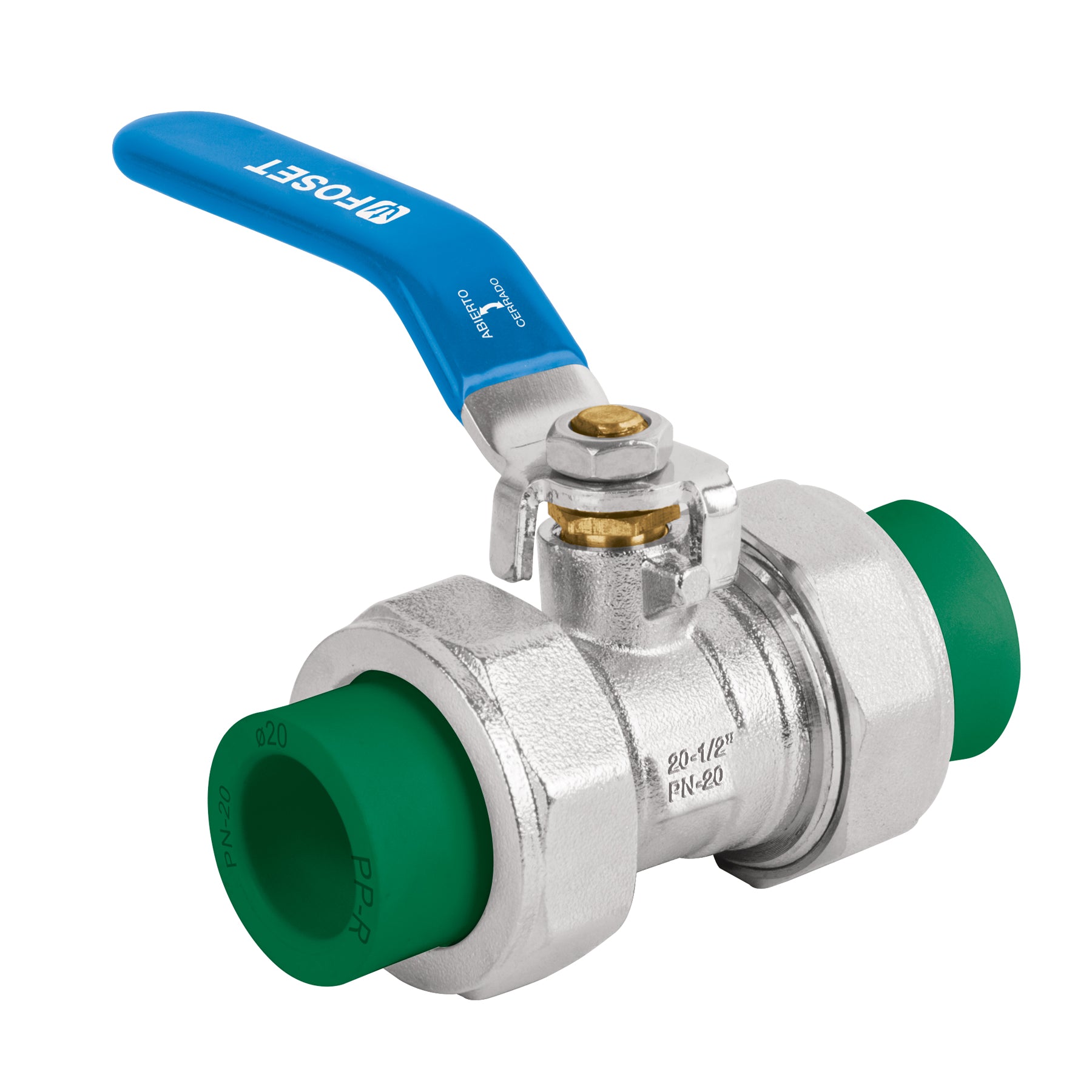 Válvula de esfera desmontable PPR, 1/2" (20mm), Foset, CV-ESD-1/2, 41986