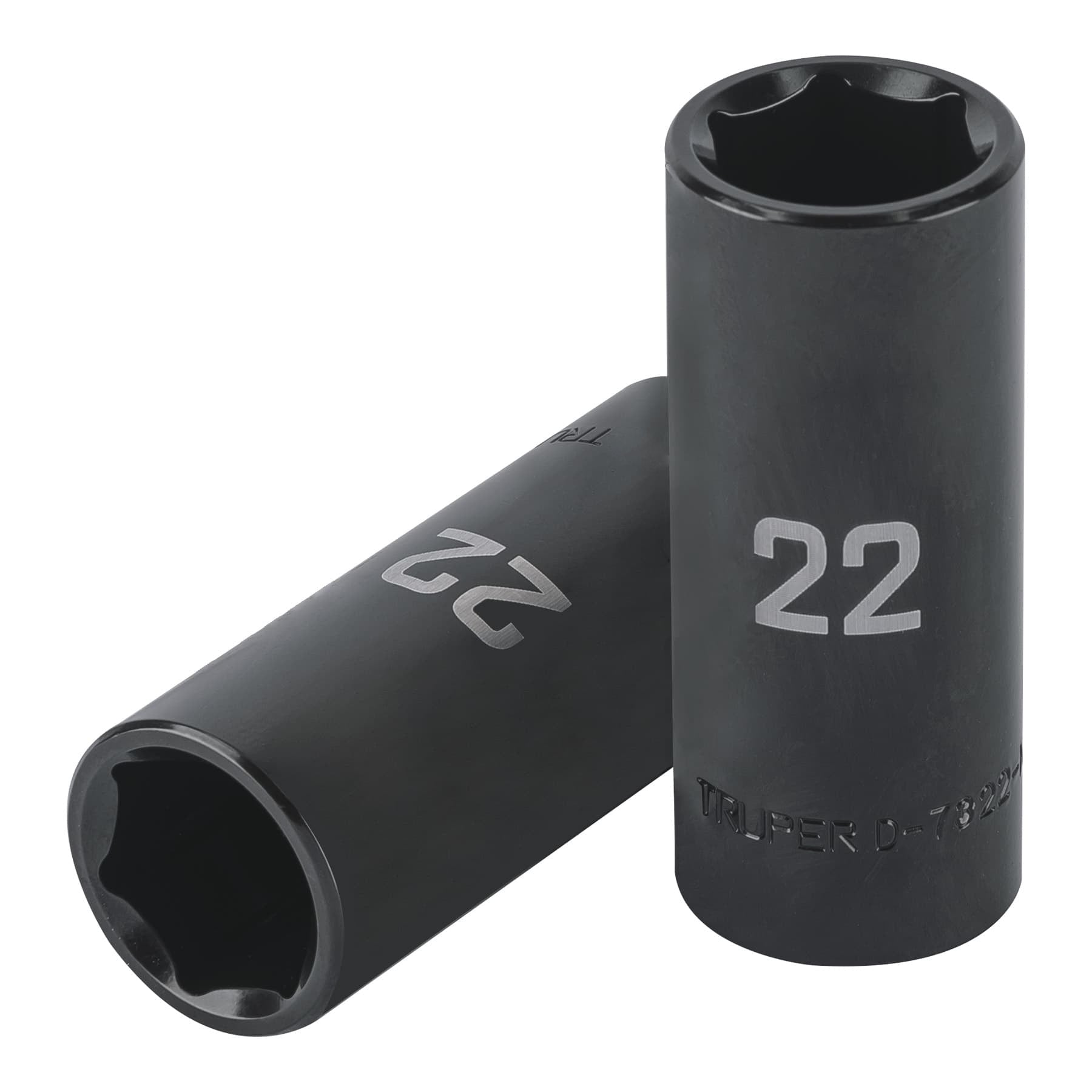 Dado largo impacto de 22 mm, 6 puntas, cuadro 1/2", Truper