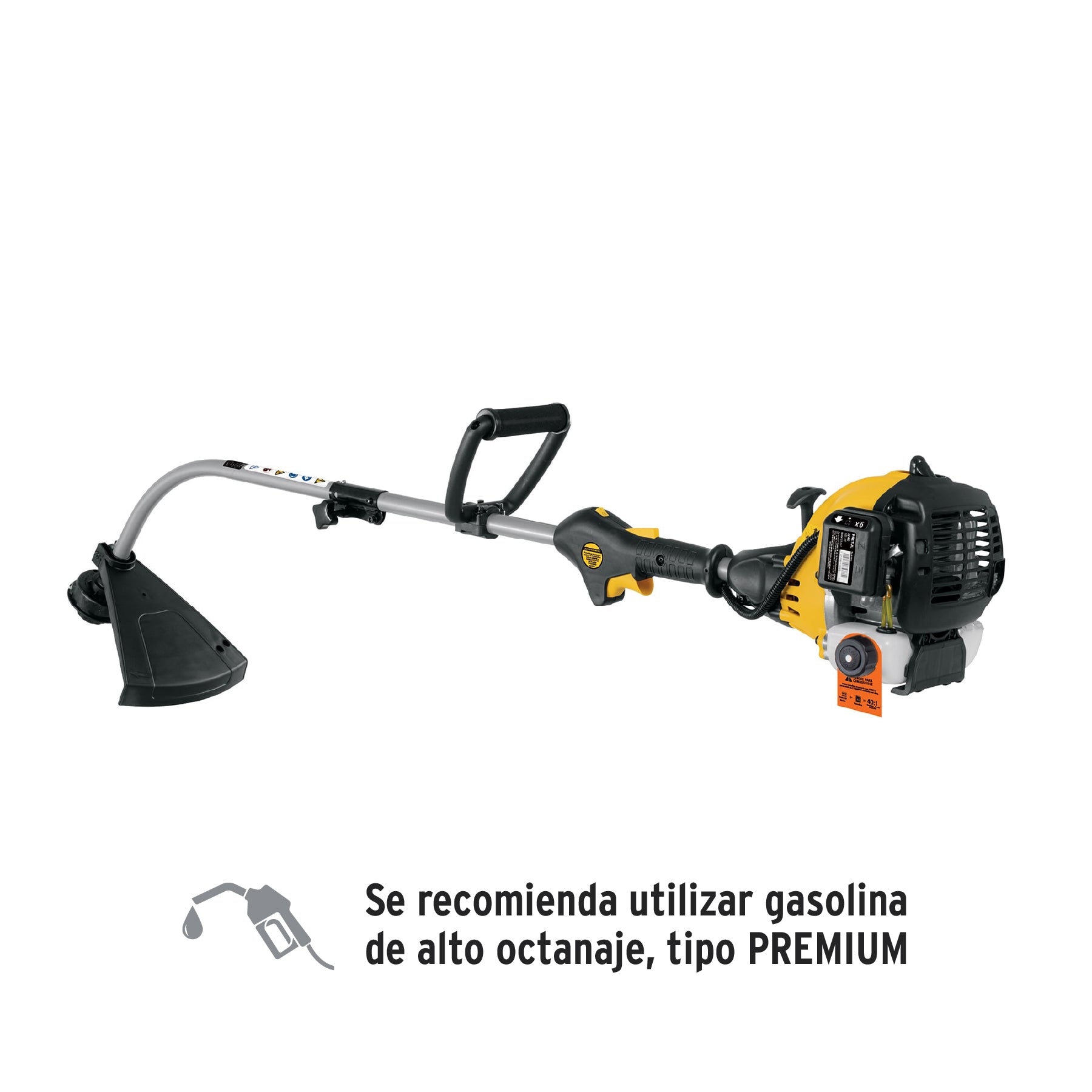 Desbrozadora a gasolina 25cc mango tipo "D", 17"corte, curva