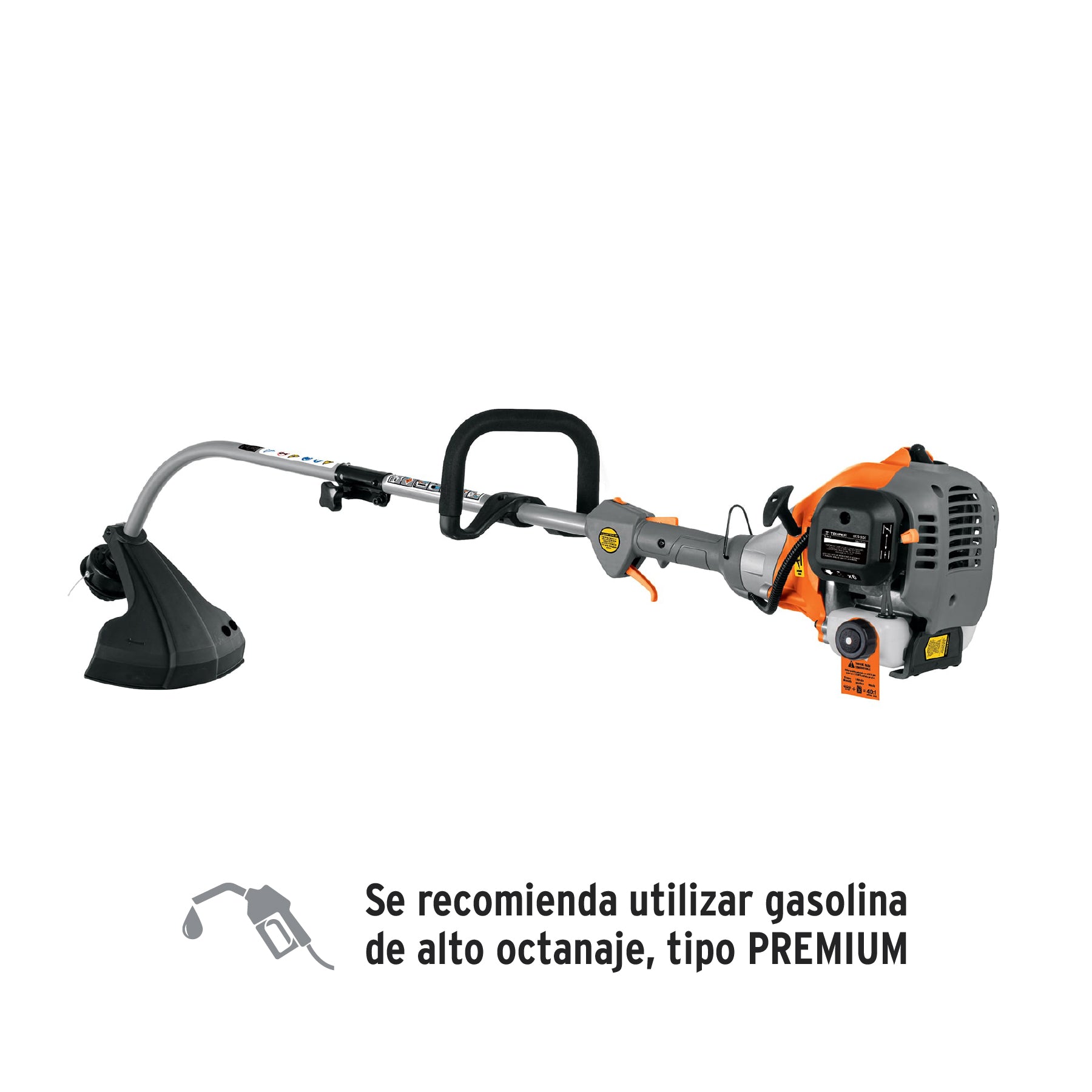 Desbrozadora a gasolina 30cc mango tipo "D", 17"corte, curva