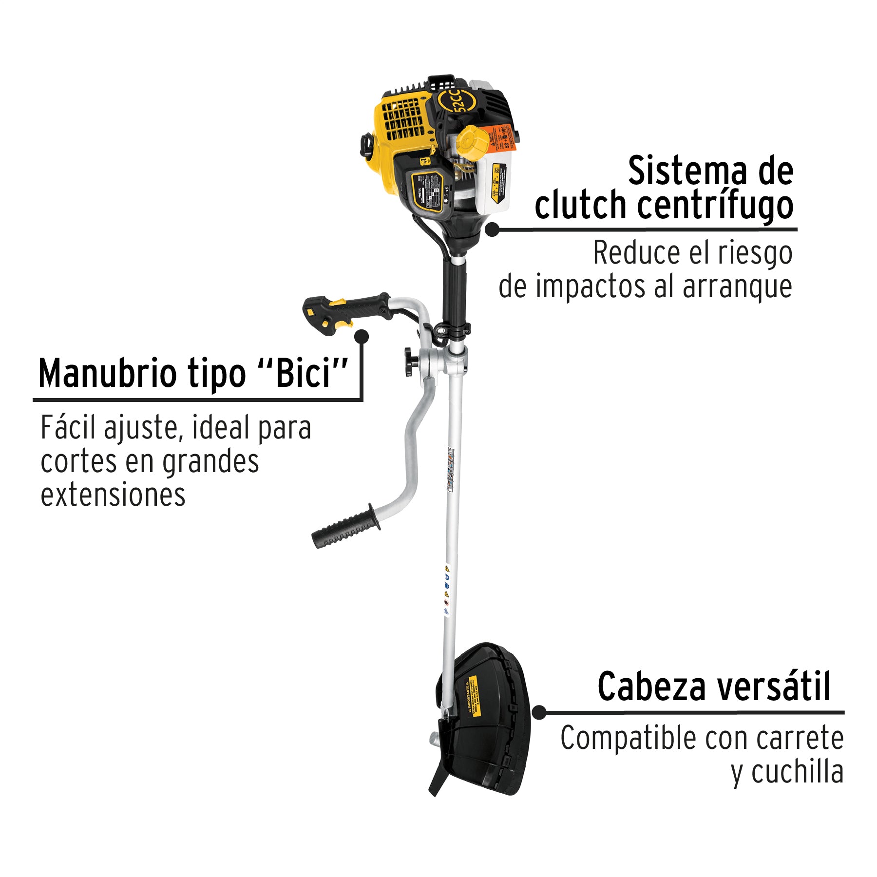 Desmalezadora a gasolina 52 cc mango tipo Bici , Pretul