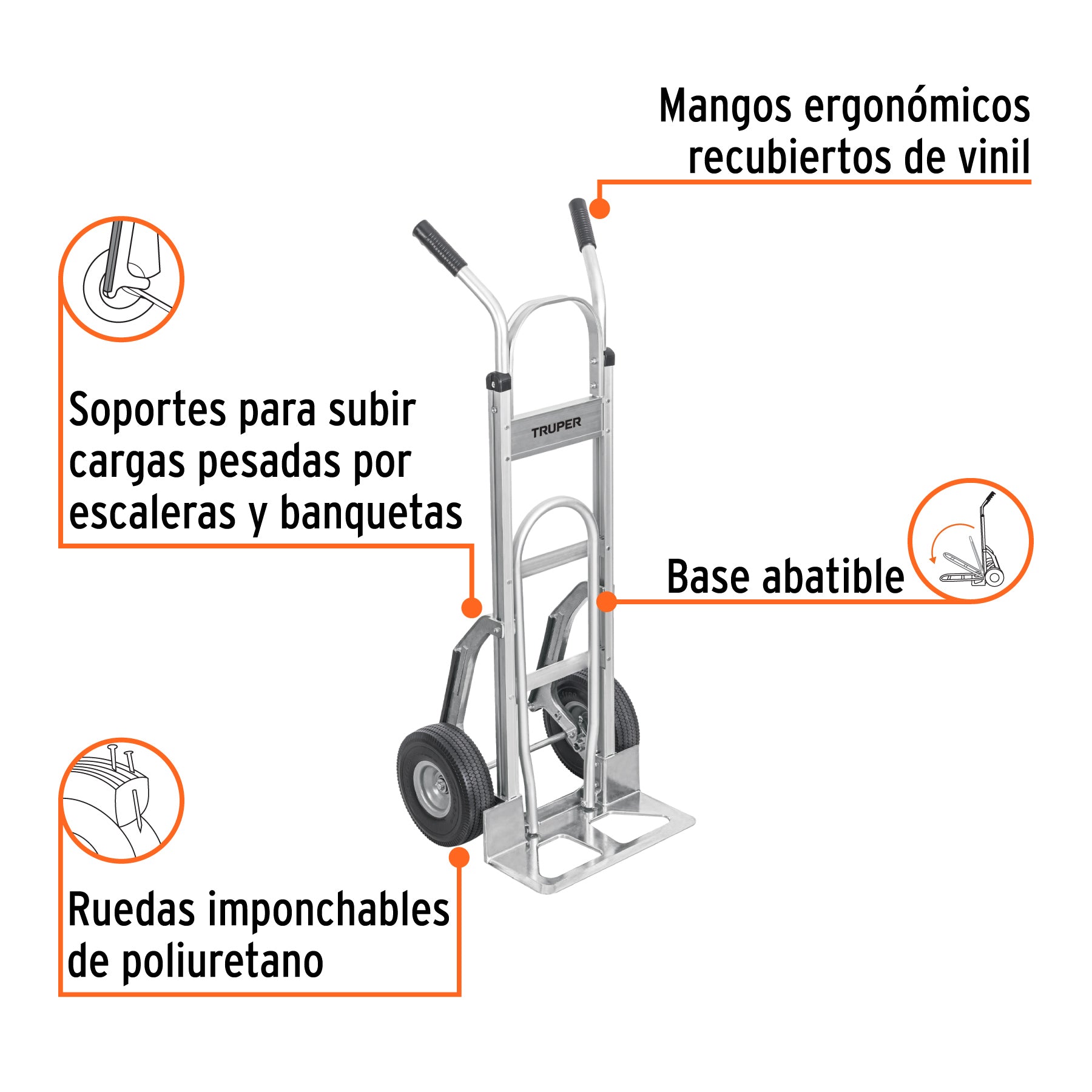 Diablo de carga de aluminio 250 kg con extensión de base