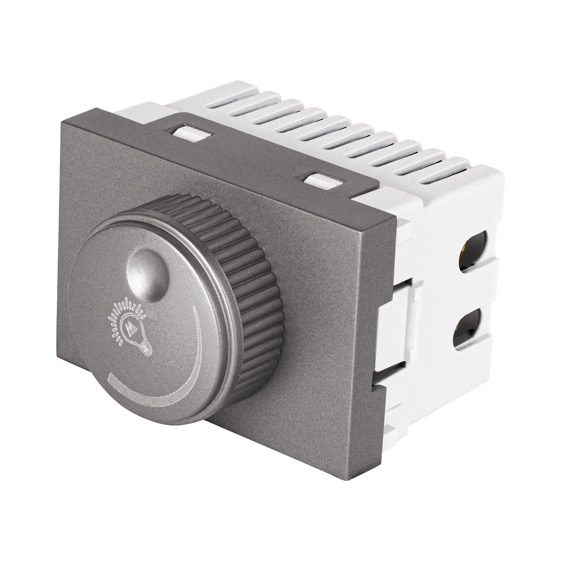 Dimmer giratorio acero inox de 1.5 módeloulos, línea Lisboa