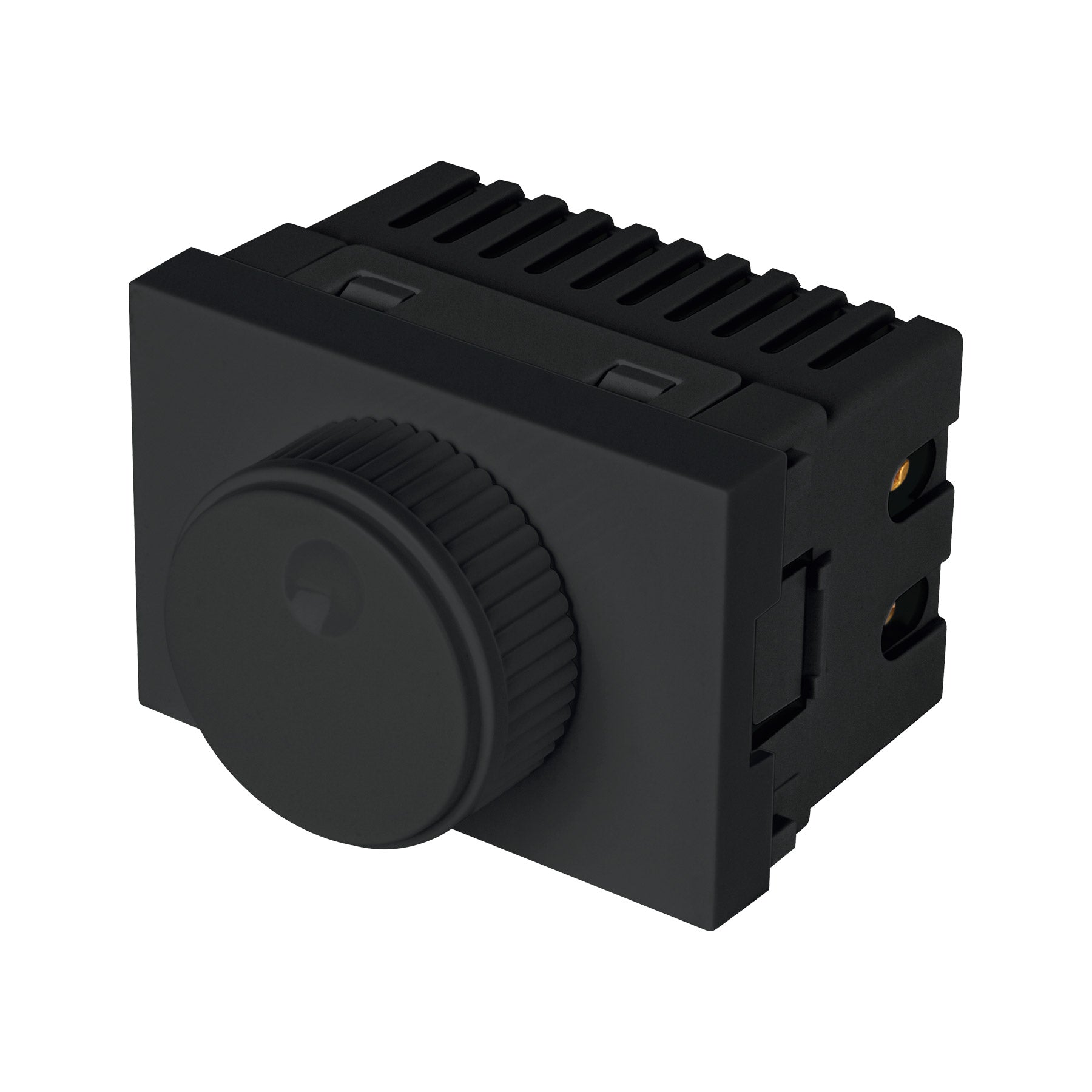 Dimmer giratorio negro de 1.5 módeloulos, línea Lisboa, Volteck
