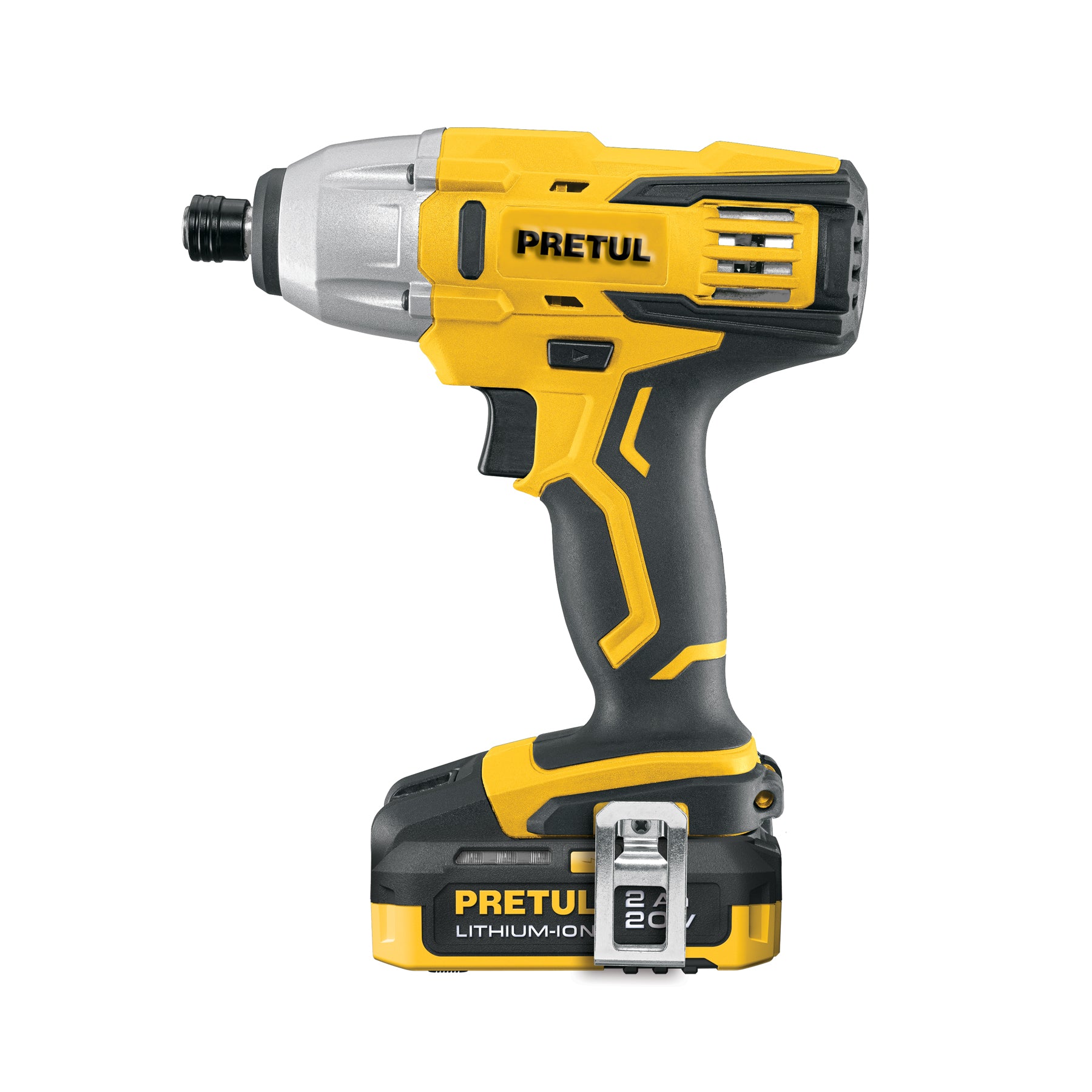 Destornillador de impacto inalámbrico 1/4", 20V, 1 batería 2Ah, Pretul