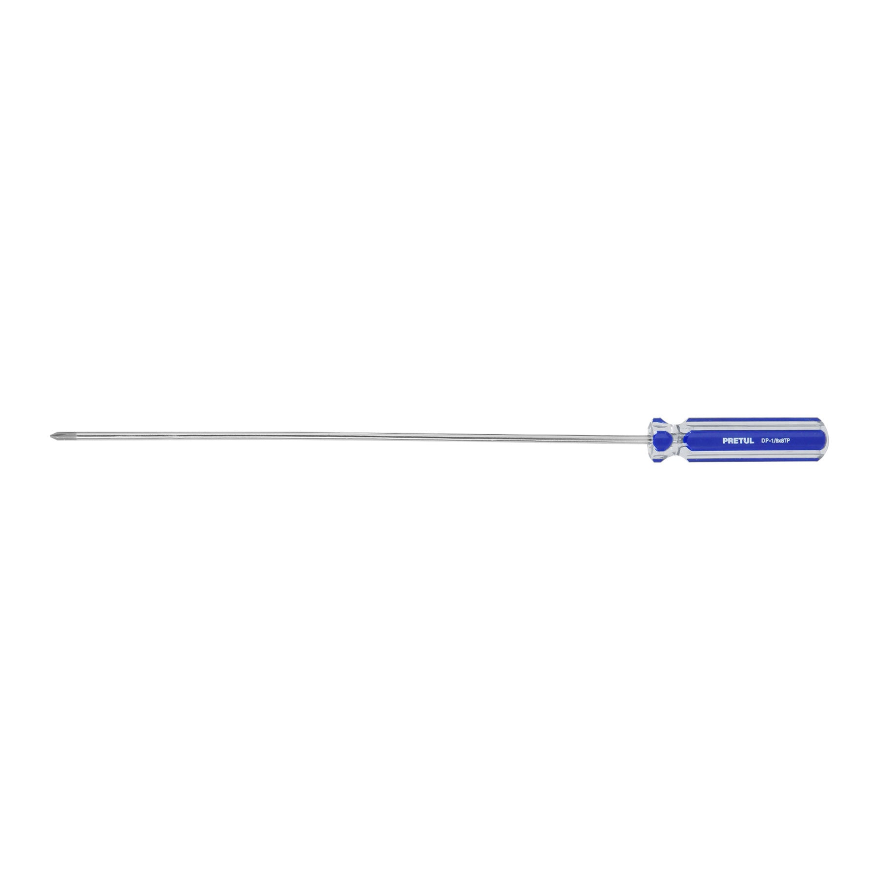 Desarmador de cruz 1/8" x 8" mango de PVC, Pretul, DP-1/8X8TP, 28078